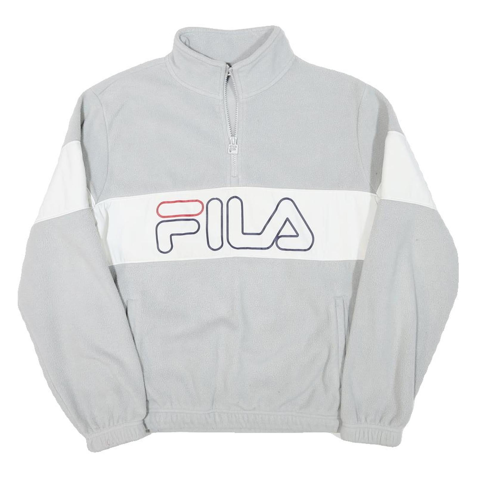 FILA Mens Grey & White Polyester Blend Pullover Plain Crew Neck Jumper S Refurbished - N/A refurbished available on Cerqular