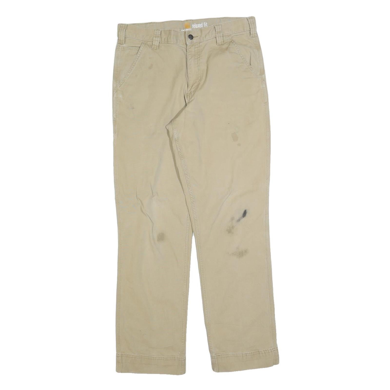 CARHARTT Mens Cotton Blend Beige Relaxed Fit Straight Trousers W33 L34 Workwear Refurbished - N/A refurbished available on Cerqular