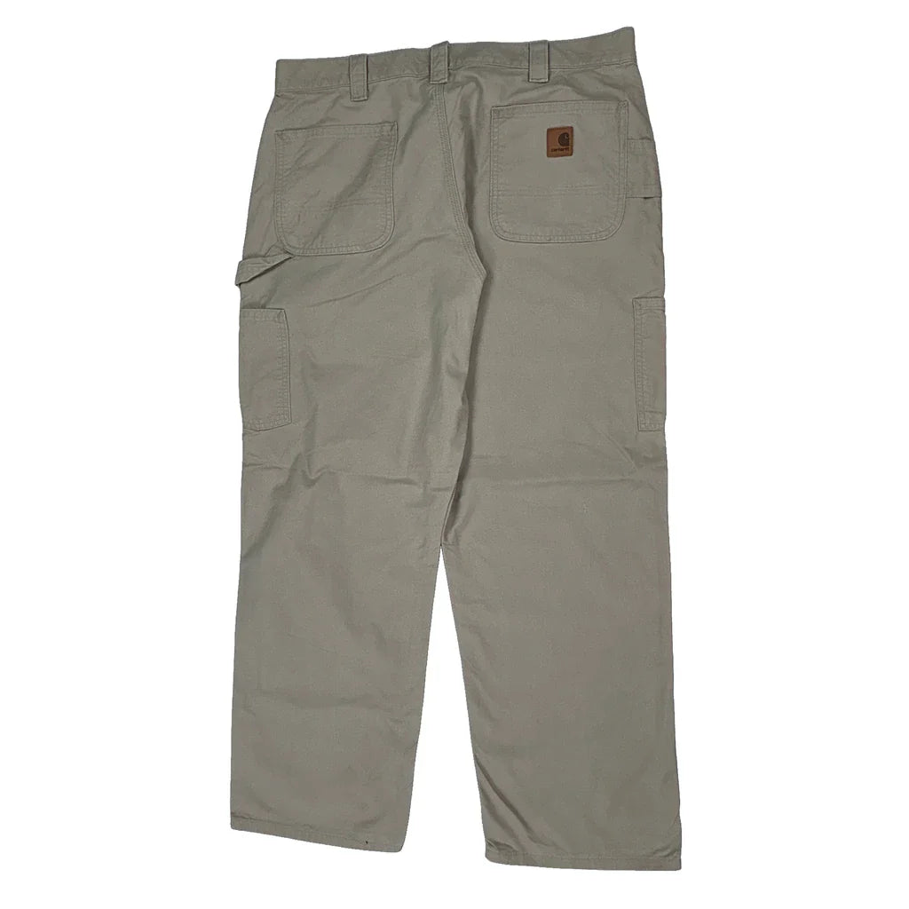 Carhartt Carpenter Trousers - 37W 30L Beige Cotton Refurbished - Thrifted (note: this is a term often used to describe second- refurbished available on Cerqular