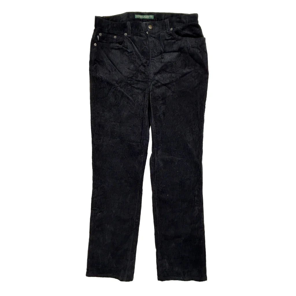 Ralph Lauren Cord Trousers - 32W UK 12 Black Cotton Refurbished - Thrifted (note: this is a term often used to describe second- refurbished available on Cerqular