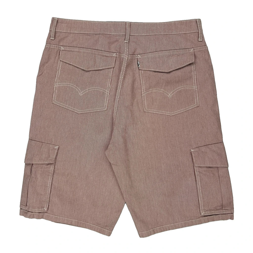 Levis Striped Cargo Shorts - 36W 12L Red Cotton Refurbished - Thrifted (note: this is a term often used to describe second- refurbished available on Cerqular