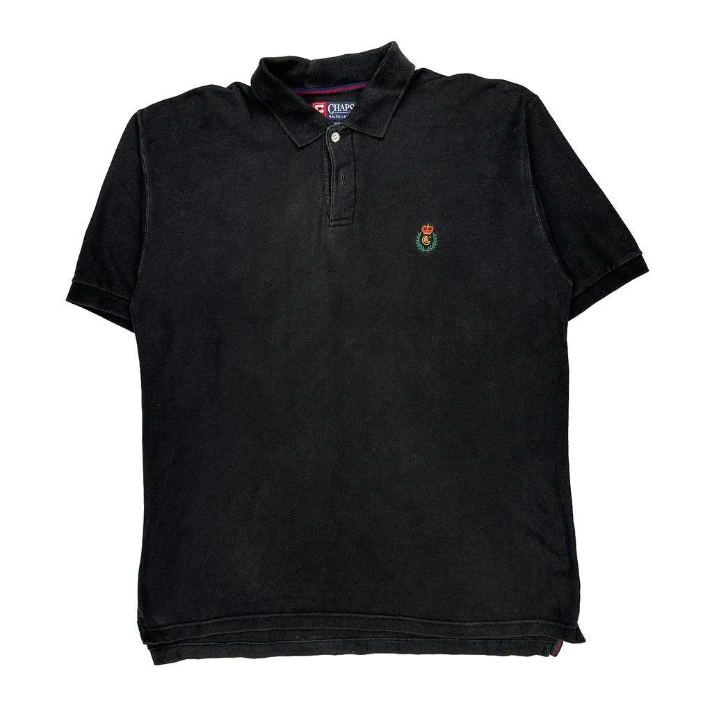 Chaps Ralph Lauren Polo Shirt - Large Black Cotton Refurbished - Thrifted (note: this is a term often used to describe second- refurbished available on Cerqular