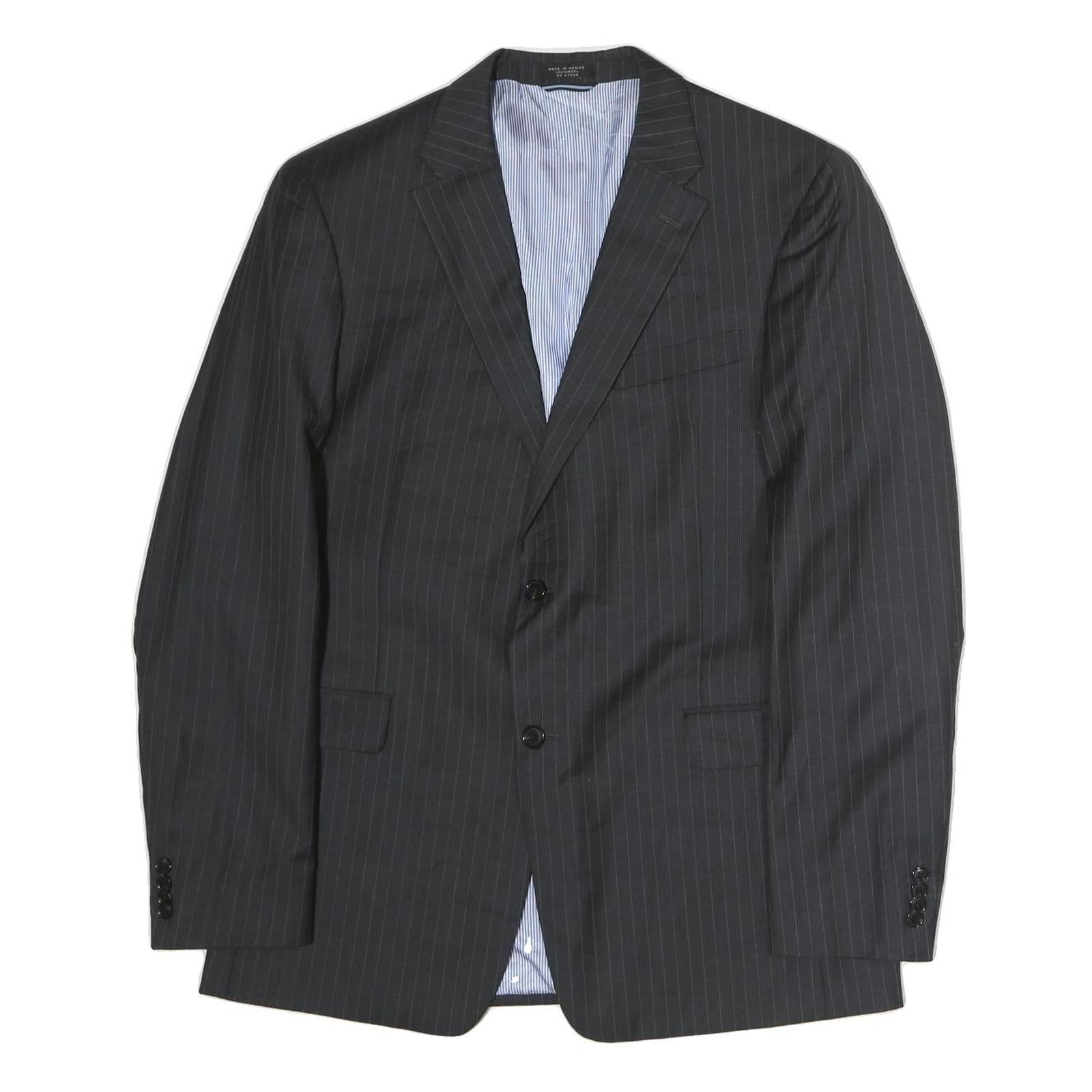 TOMMY HILFIGER Mens Black Pinstripe Wool Blazer Jacket L Button Closure Formal Refurbished - N/A refurbished available on Cerqular