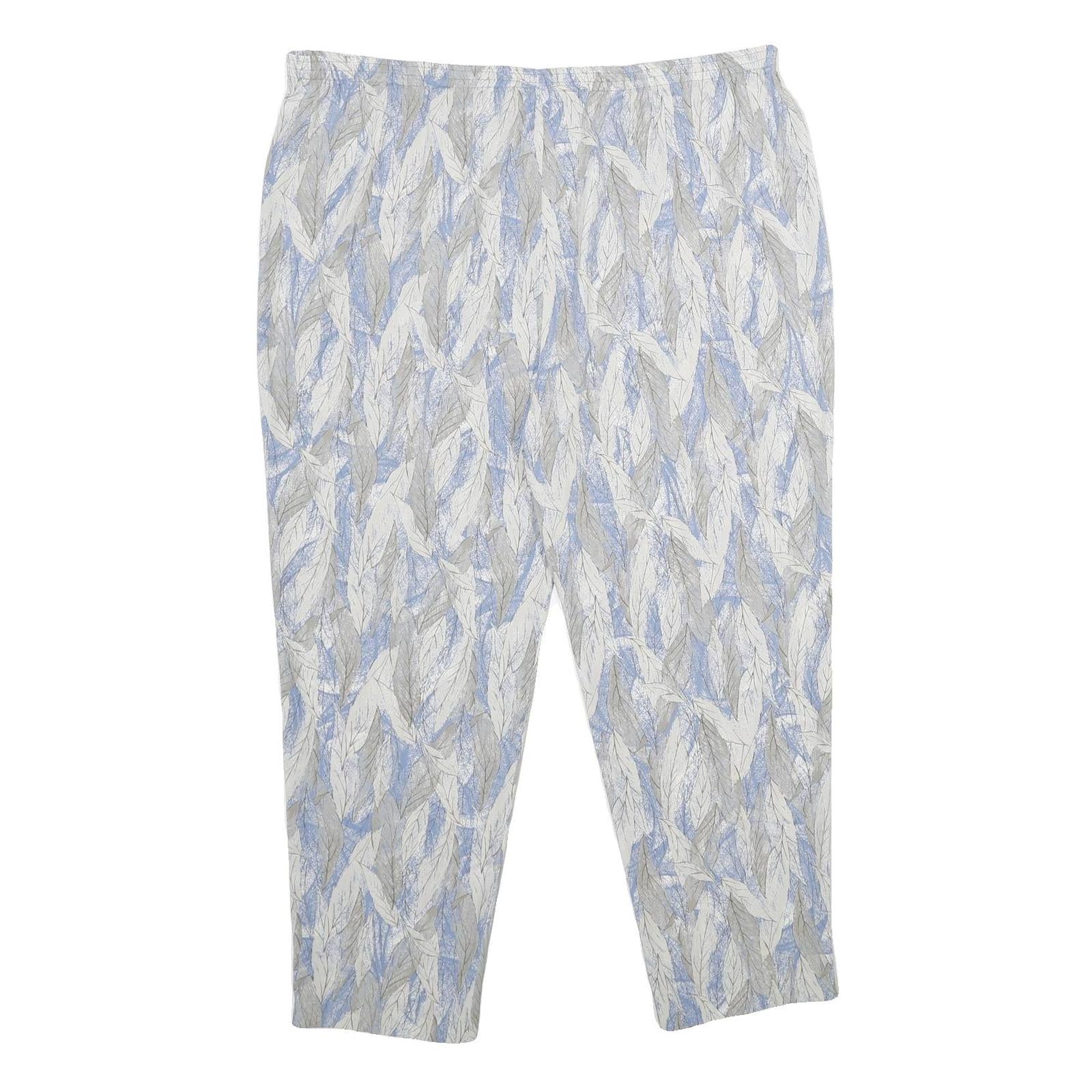 Womens Relaxed White & Light Blue Printed Casual Trousers W38 L27 Refurbished - N/A refurbished available on Cerqular