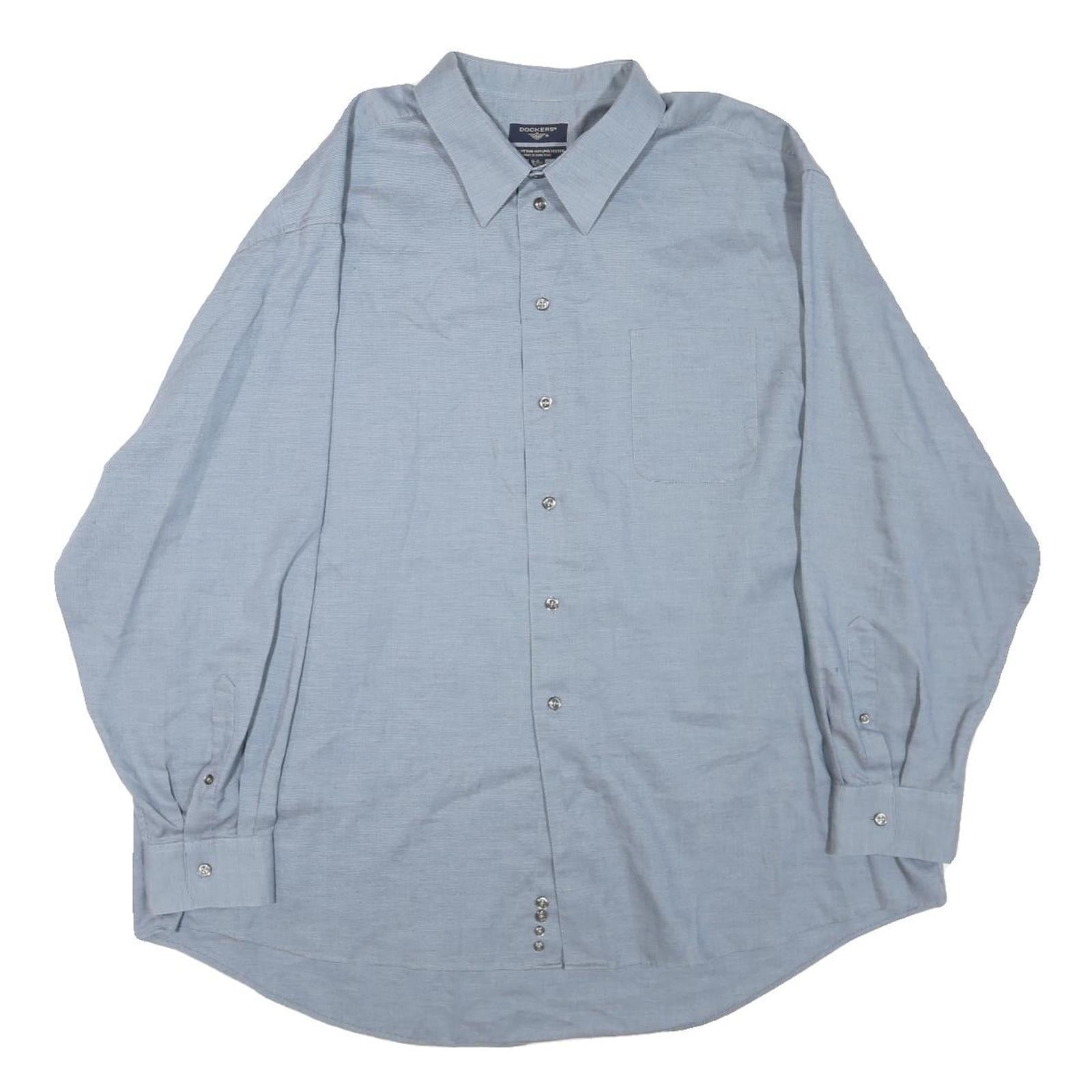 DOCKERS Mens Blue 2XL Cotton Blend Plain Long Sleeve Shirt Button Collar Refurbished - N/A refurbished available on Cerqular