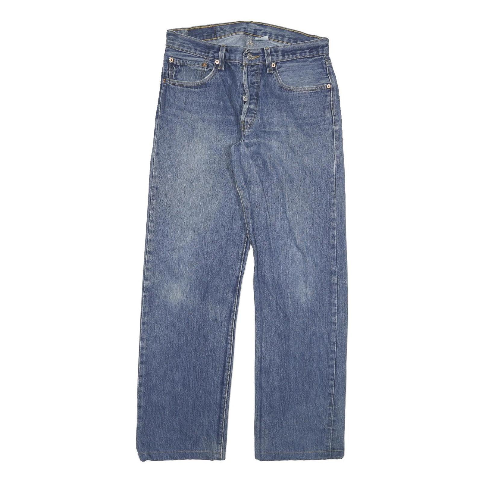 LEVI'S 501 Mens Jeans Blue Regular Straight Denim W30 L30 Button Cotton Blend Refurbished - N/A refurbished available on Cerqular