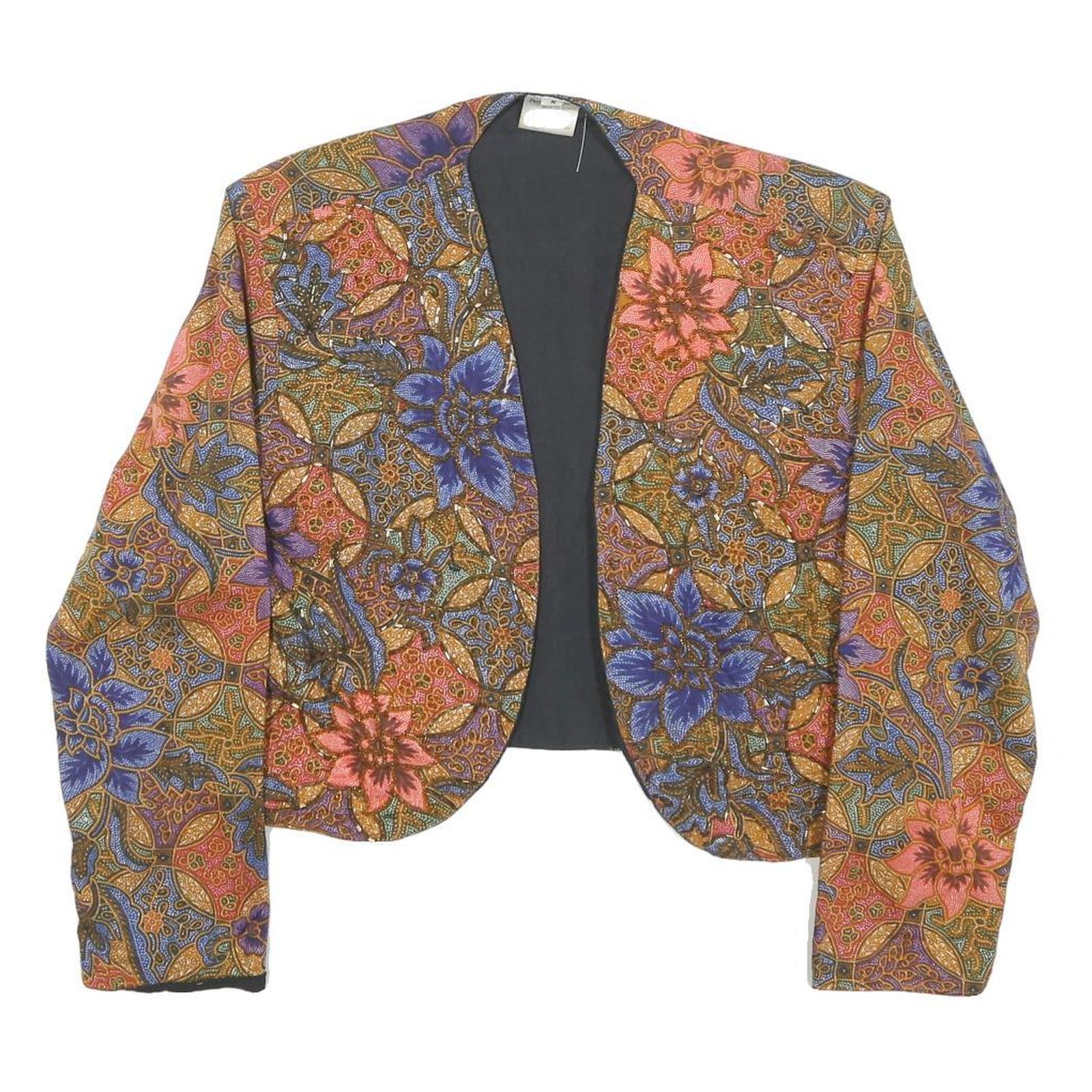 PEDRO MIGUEL Womens Floral Pattern Jacket M Polyester Blend Cropped Stylish Refurbished - N/A refurbished available on Cerqular