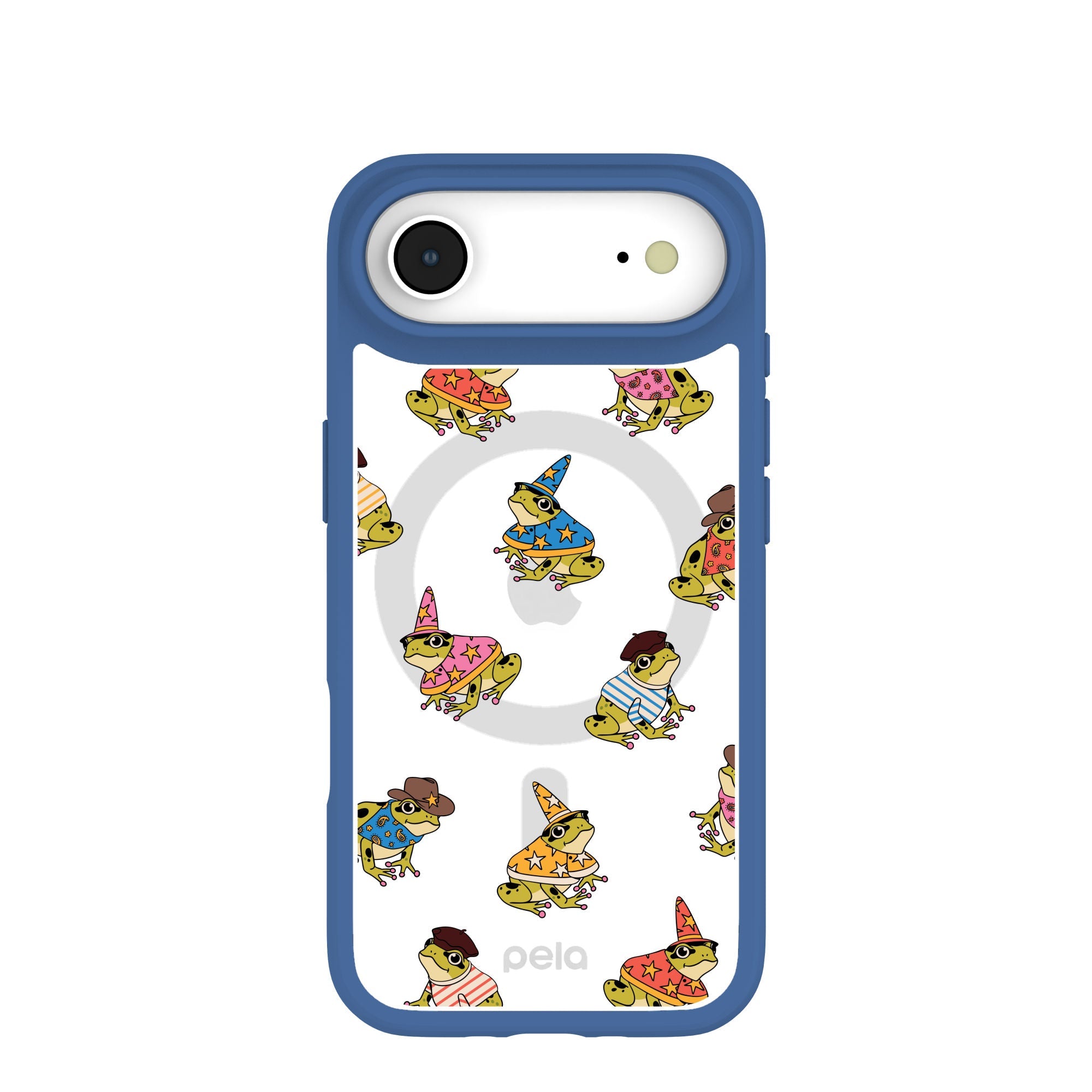Clear Fancy Frogs iPhone Air Case With True Blue Ridge (MagSafe included) Refurbished - Pela Case refurbished available on Cerqular