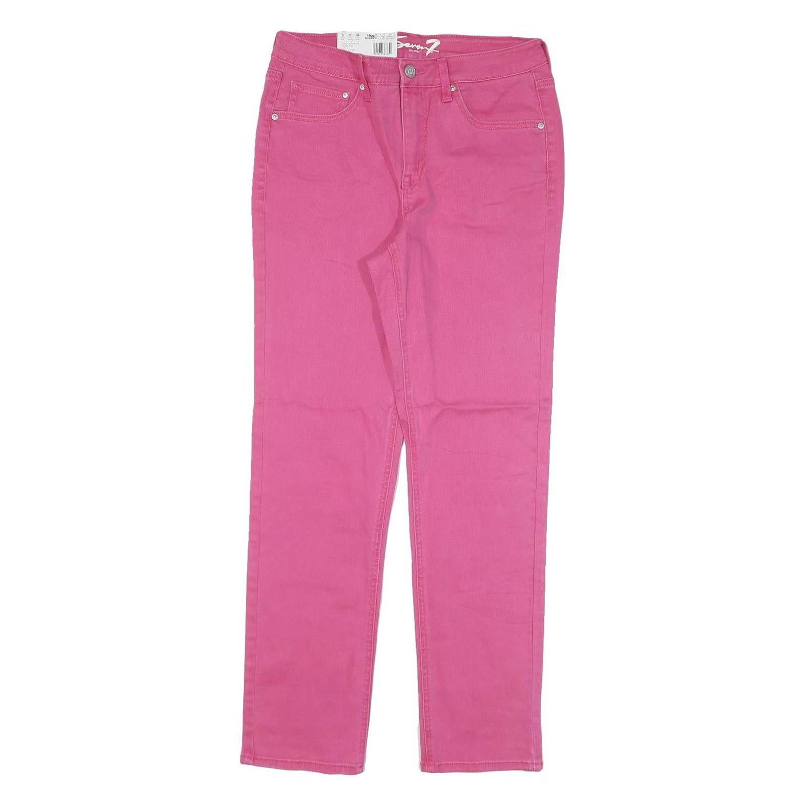 SEVEN7 Womens Regular Straight Pink Cotton Blend Jeans W28 L29 Stylish Comfort Refurbished - N/A refurbished available on Cerqular