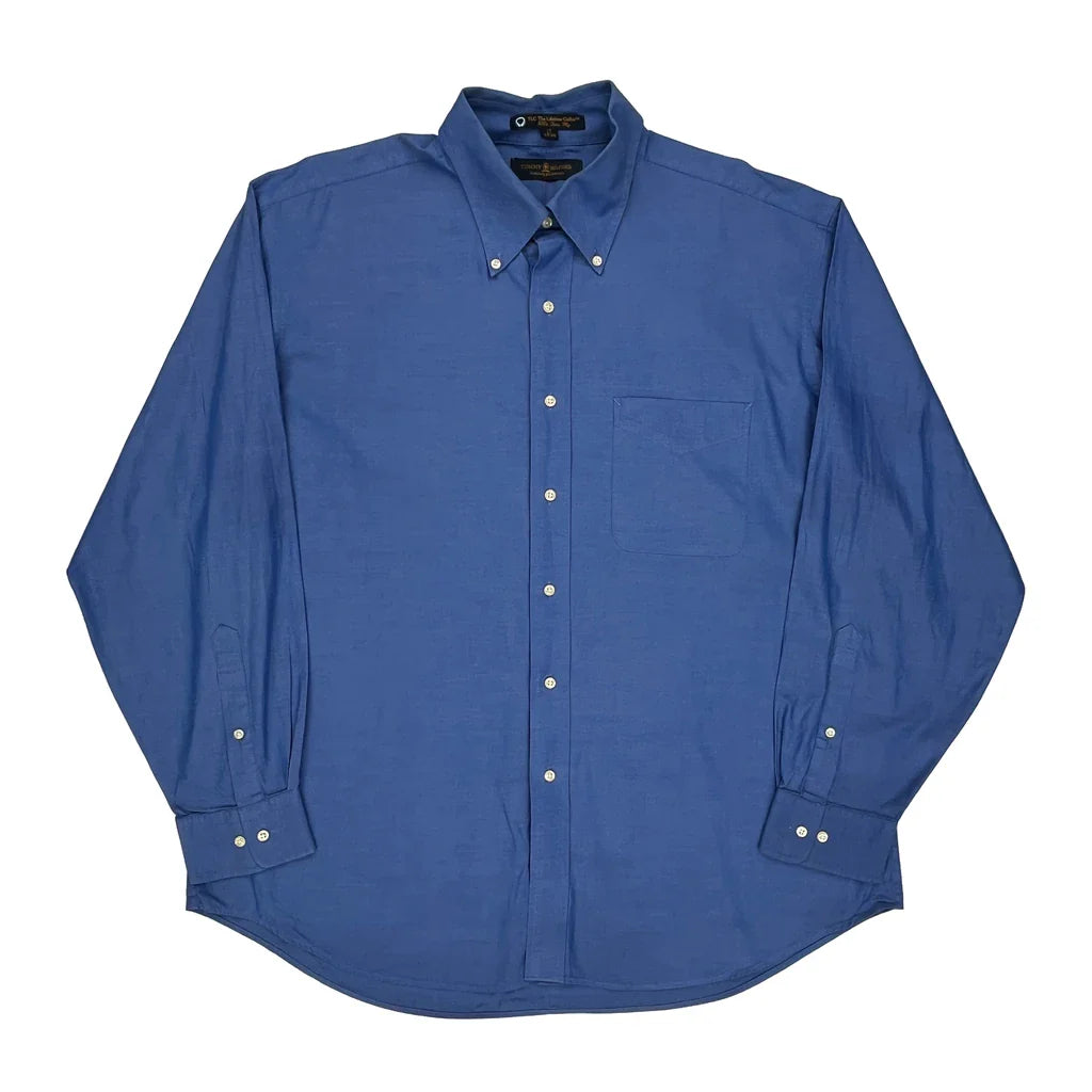 The Lifetime Collar Tommy Hilfiger Shirt - XL Blue Cotton Refurbished - Thrifted (note: this is a term often used to describe second- refurbished available on Cerqular