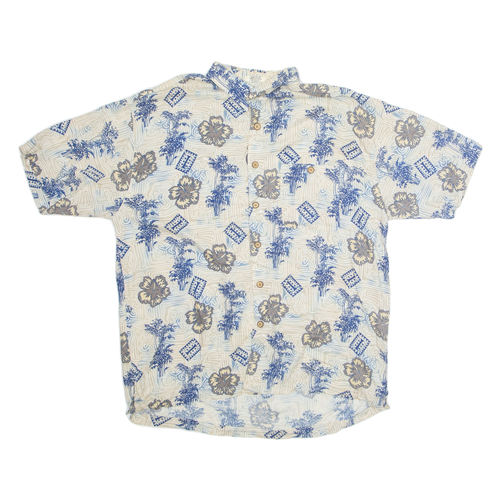 M.E SPORT Mens Hawaiian Shirt Beige Crazy Pattern XL Refurbished - N/A refurbished available on Cerqular
