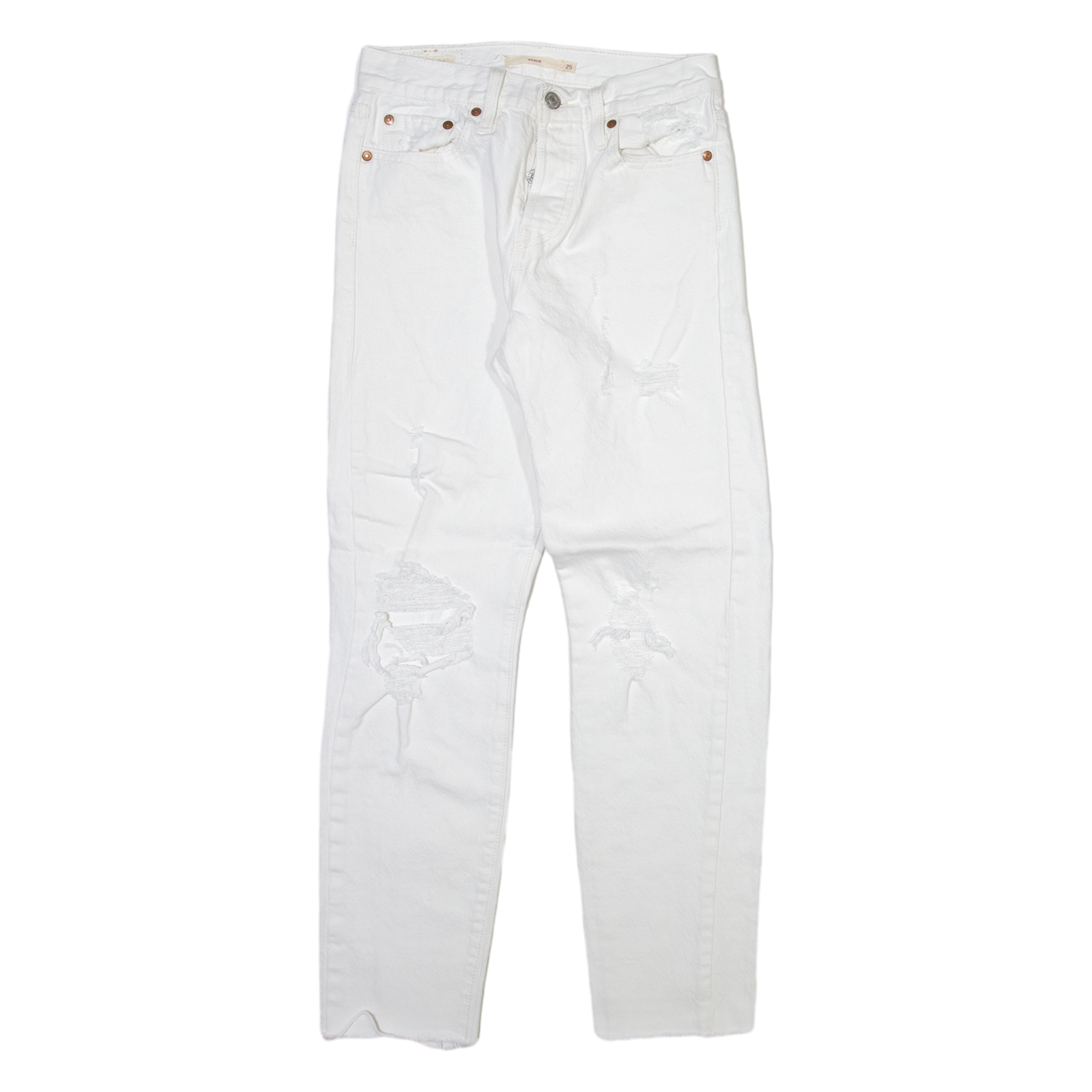 LEVI'S Wedgie Big E Womens Jeans White Slim Straight W25 L27 Refurbished - N/A refurbished available on Cerqular