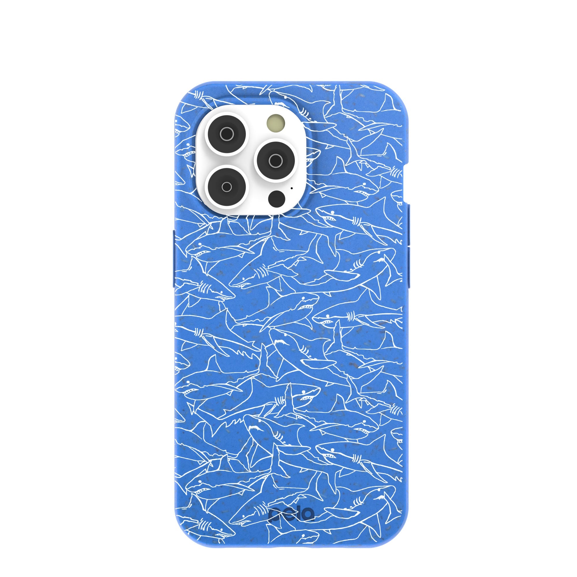 Electric Blue Shark Frenzy iPhone 14 Pro Case Refurbished - Pela Case refurbished available on Cerqular