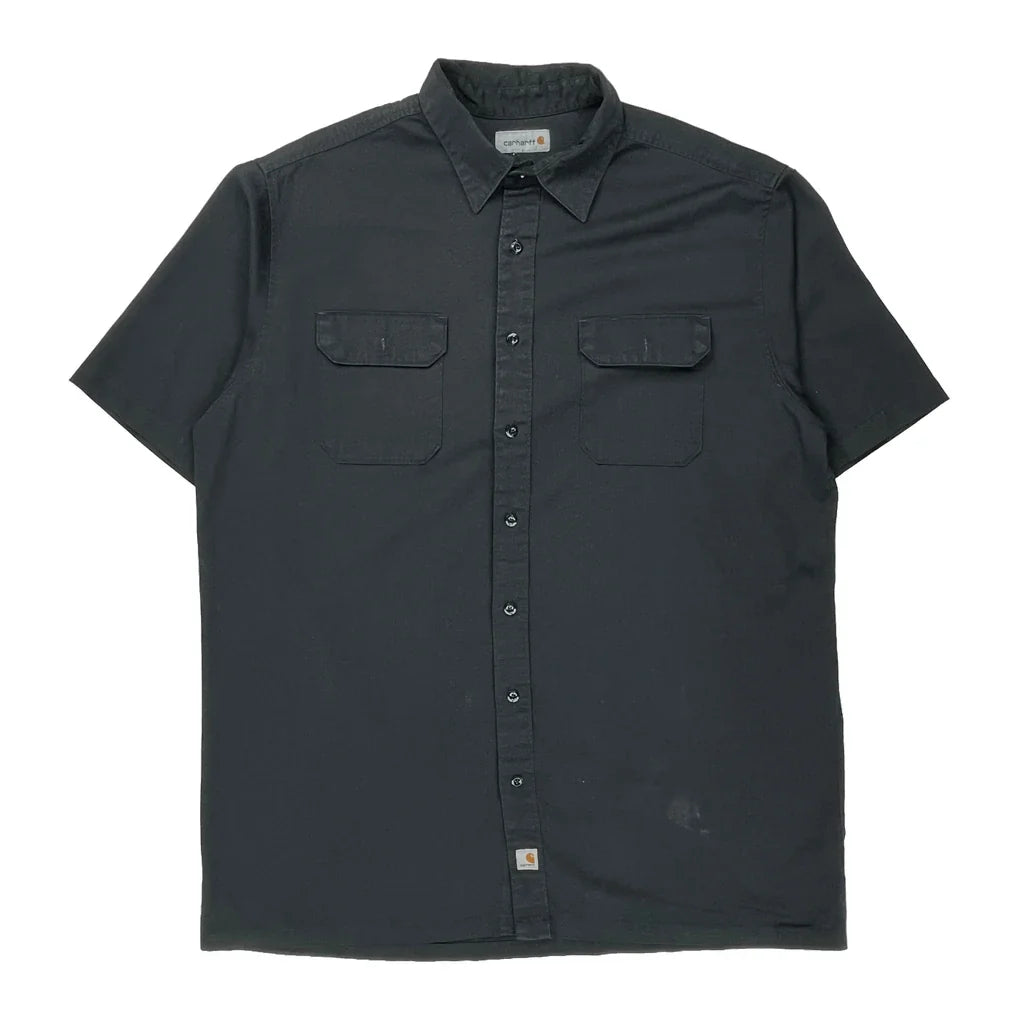 Carhartt Short Sleeve Shirt - 2XL Black Cotton Blend Refurbished - Thrifted (note: this is a term often used to describe second- refurbished available on Cerqular
