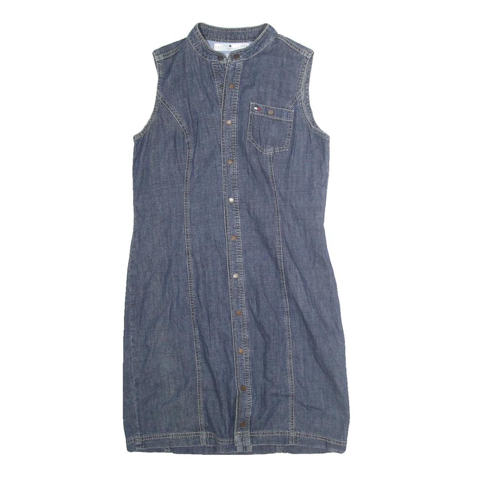 TOMMY JEANS Womens Blue Denim Sleeveless Shirt Dress Cotton Blend S Casual Refurbished - N/A refurbished available on Cerqular