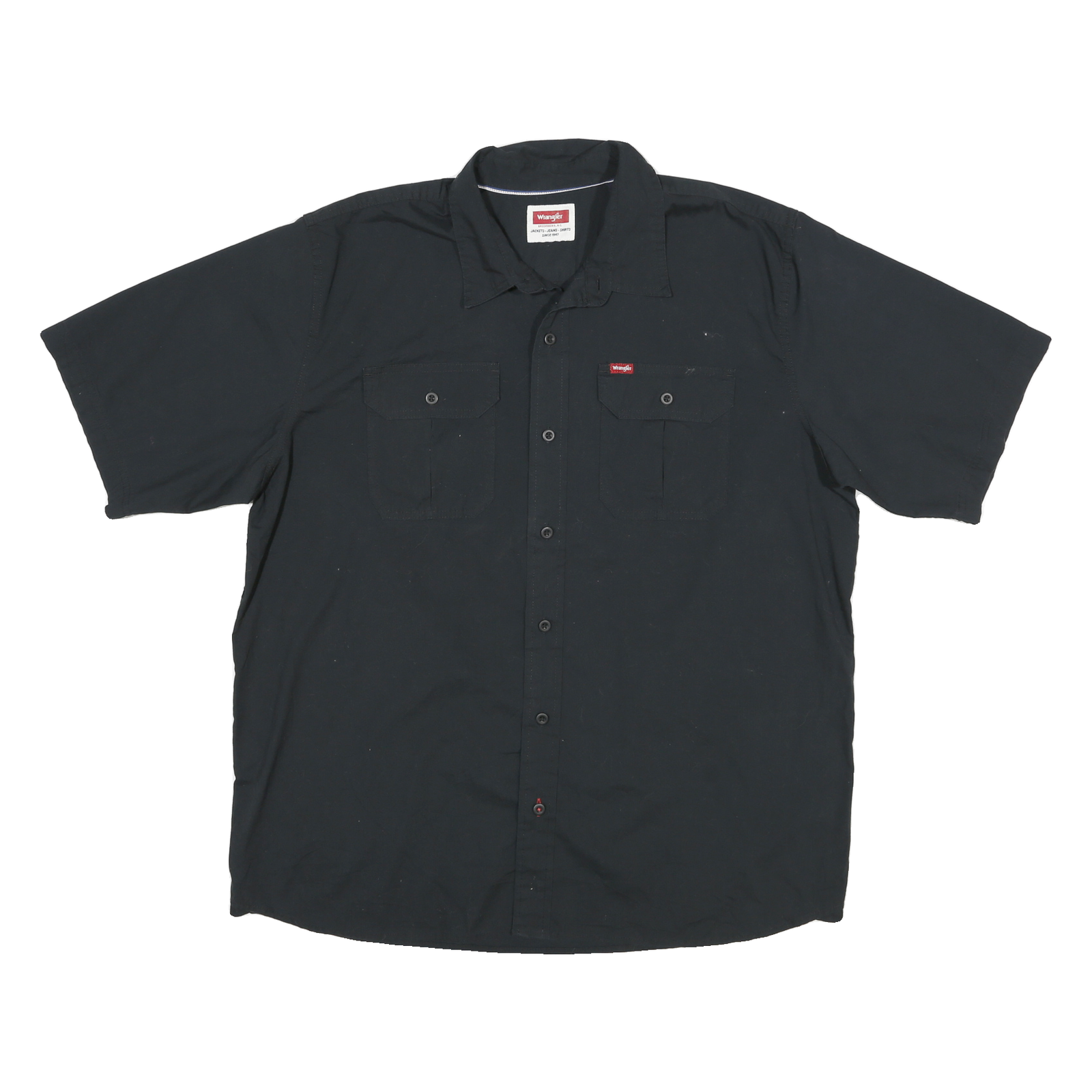 WRANGLER Mens Black Short Sleeve Shirt XL Casual Cotton Blend Button Refurbished - N/A refurbished available on Cerqular