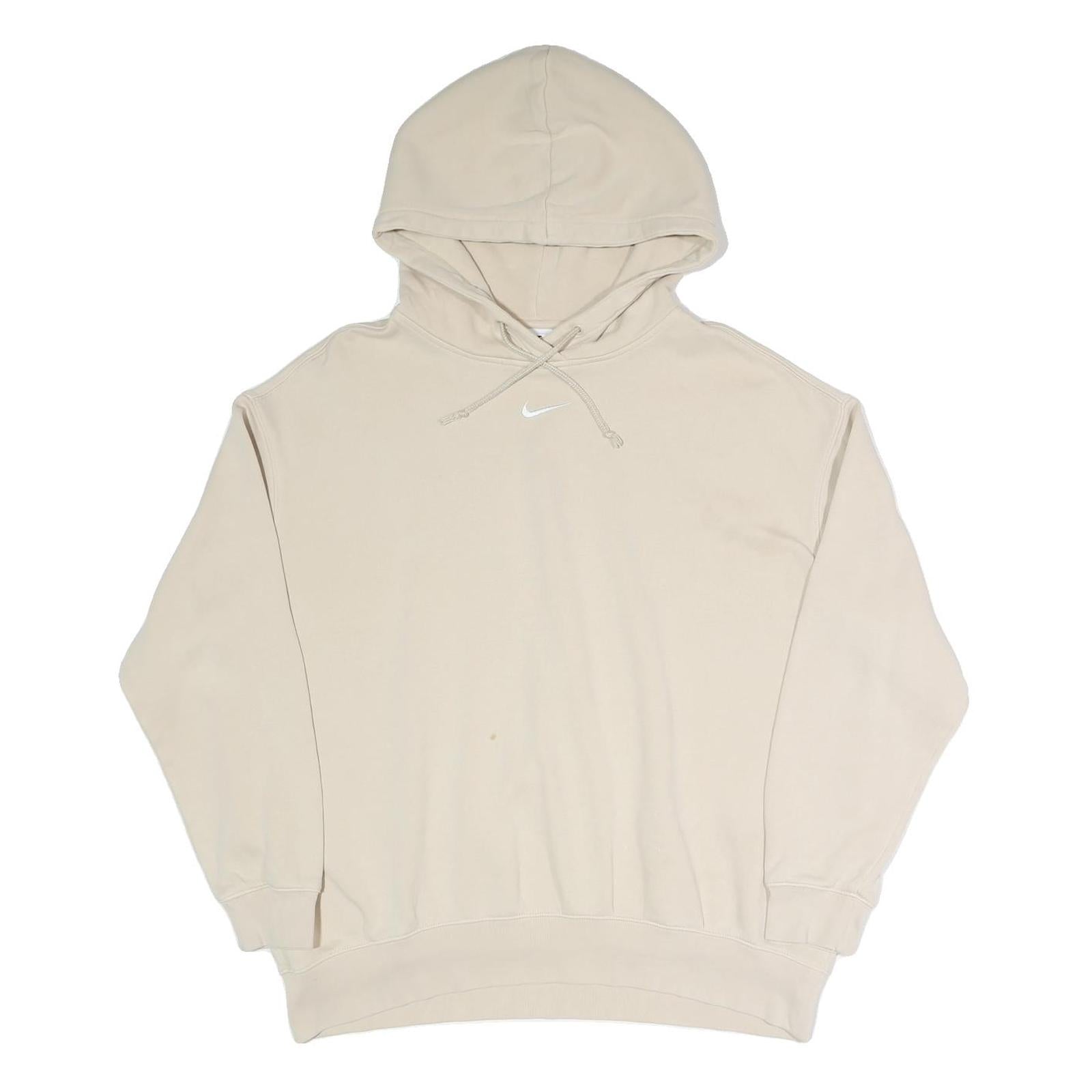 NIKE Womens Beige Cotton Blend Pullover Hoodie M Minimal Logo Casual Wear Refurbished - N/A refurbished available on Cerqular