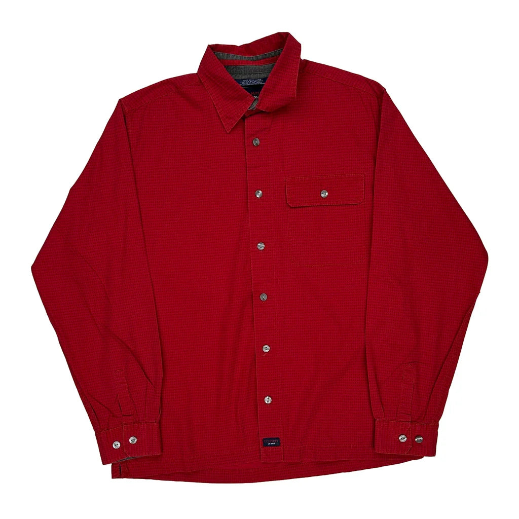 Tommy Jeans Shirt - Medium Red Cotton Refurbished - Thrifted (note: this is a term often used to describe second- refurbished available on Cerqular