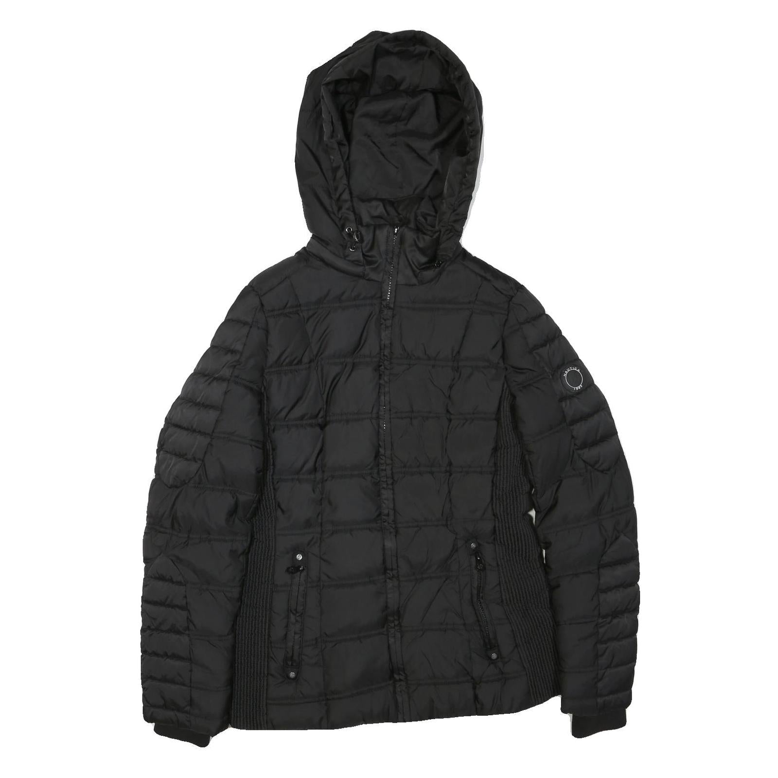 NAUTICA Womens Black Quilted Jacket S Polyester Blend Hooded Zip Up Refurbished - N/A refurbished available on Cerqular