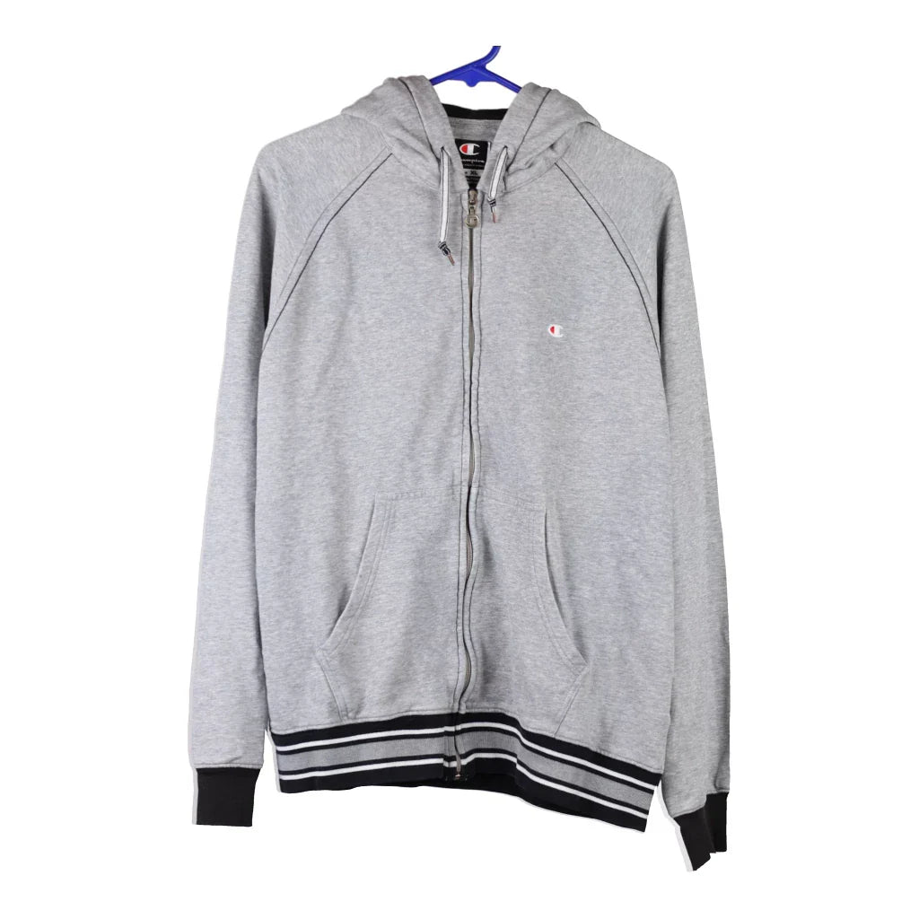 Champion Hoodie - XL Grey Cotton Refurbished - Thrifted (note: this is a term often used to describe second- refurbished available on Cerqular