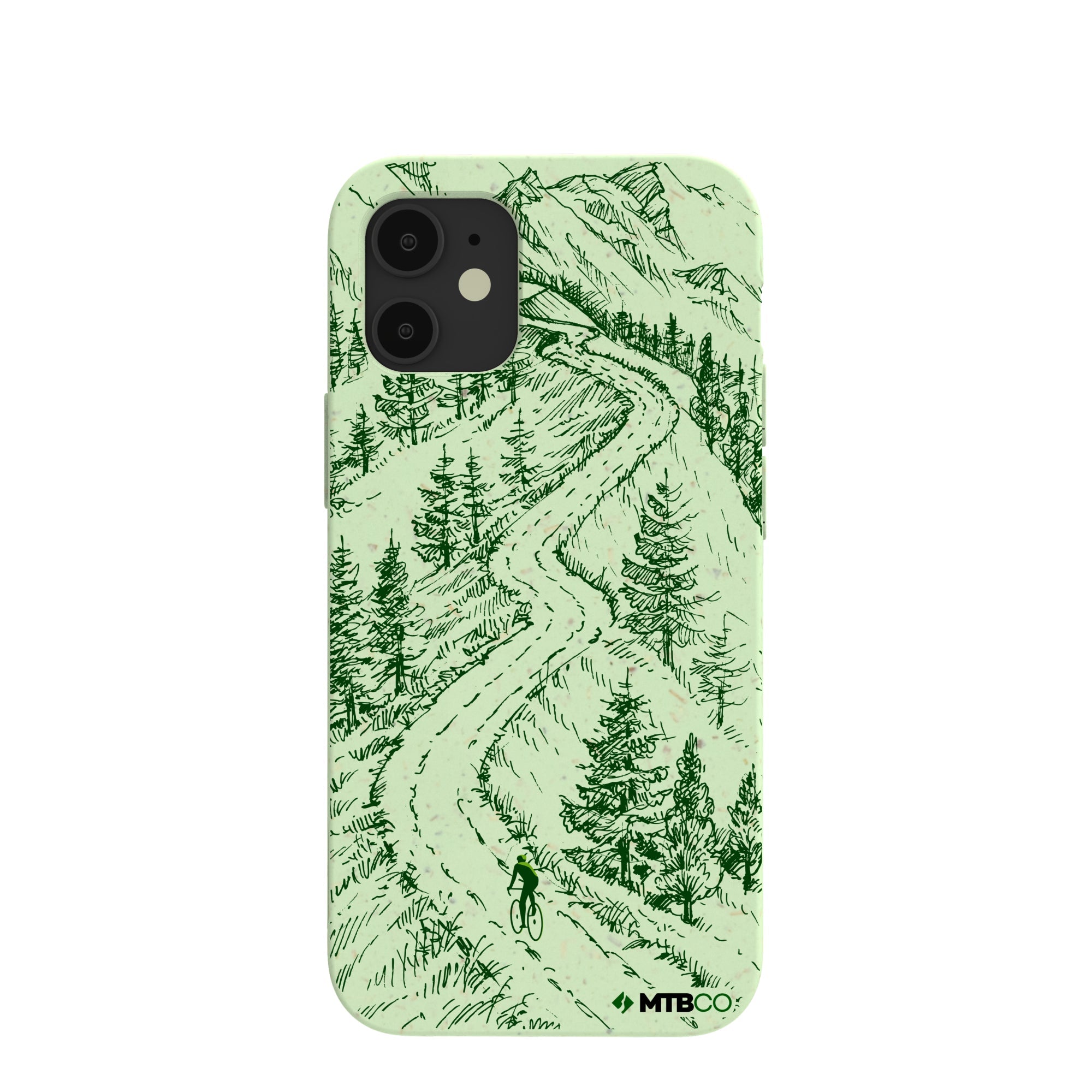 Sage Green Into the Mountains MTBCO iPhone 12 Mini Case Refurbished - Pela Case refurbished available on Cerqular