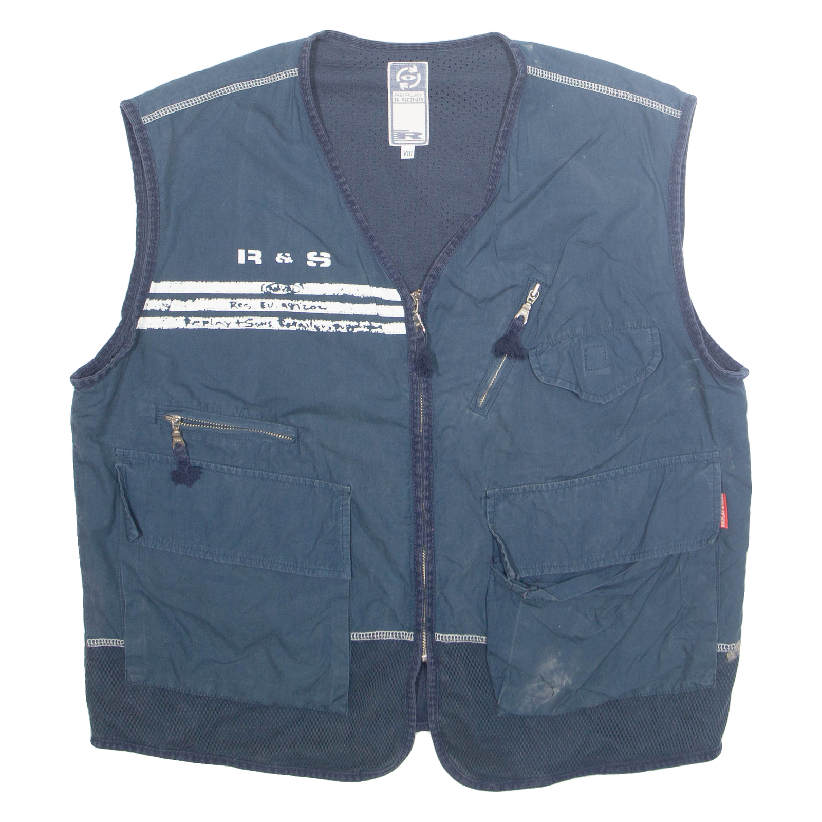 REPLAY Mens Gilet Blue L Refurbished - N/A refurbished available on Cerqular