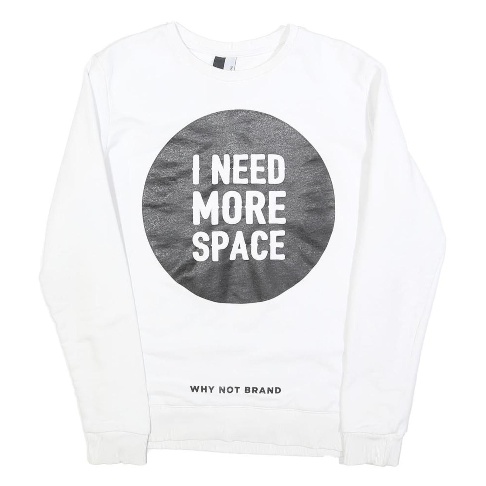 WHY NOT BRAND Mens White S Crew Neck Cotton Blend Sweatshirt Space Graphic Refurbished - N/A refurbished available on Cerqular