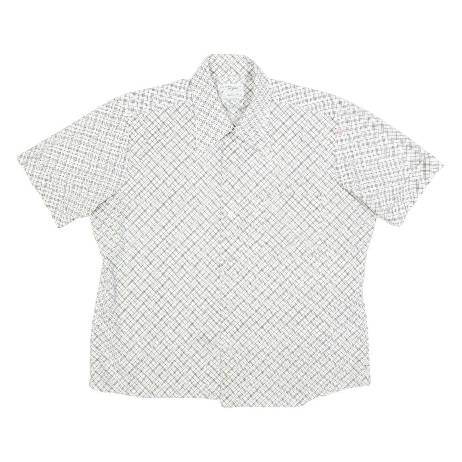 Mens White Grey Check Short Sleeve Shirt L Lightweight Summer Casual Refurbished - N/A refurbished available on Cerqular