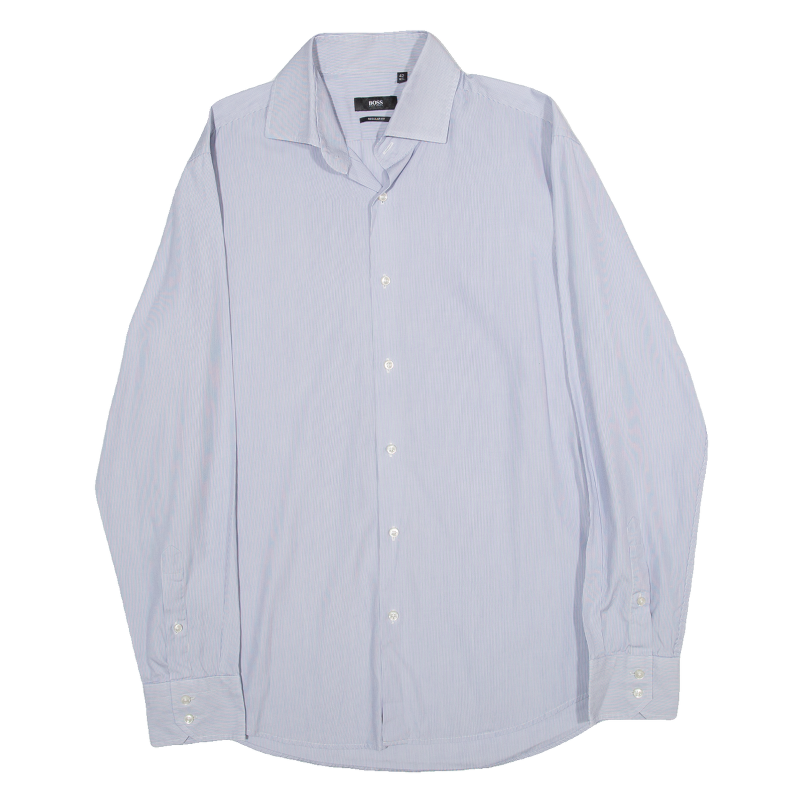 BOSS Regular Fit Mens Shirt Blue Striped Long Sleeve M Refurbished - N/A refurbished available on Cerqular