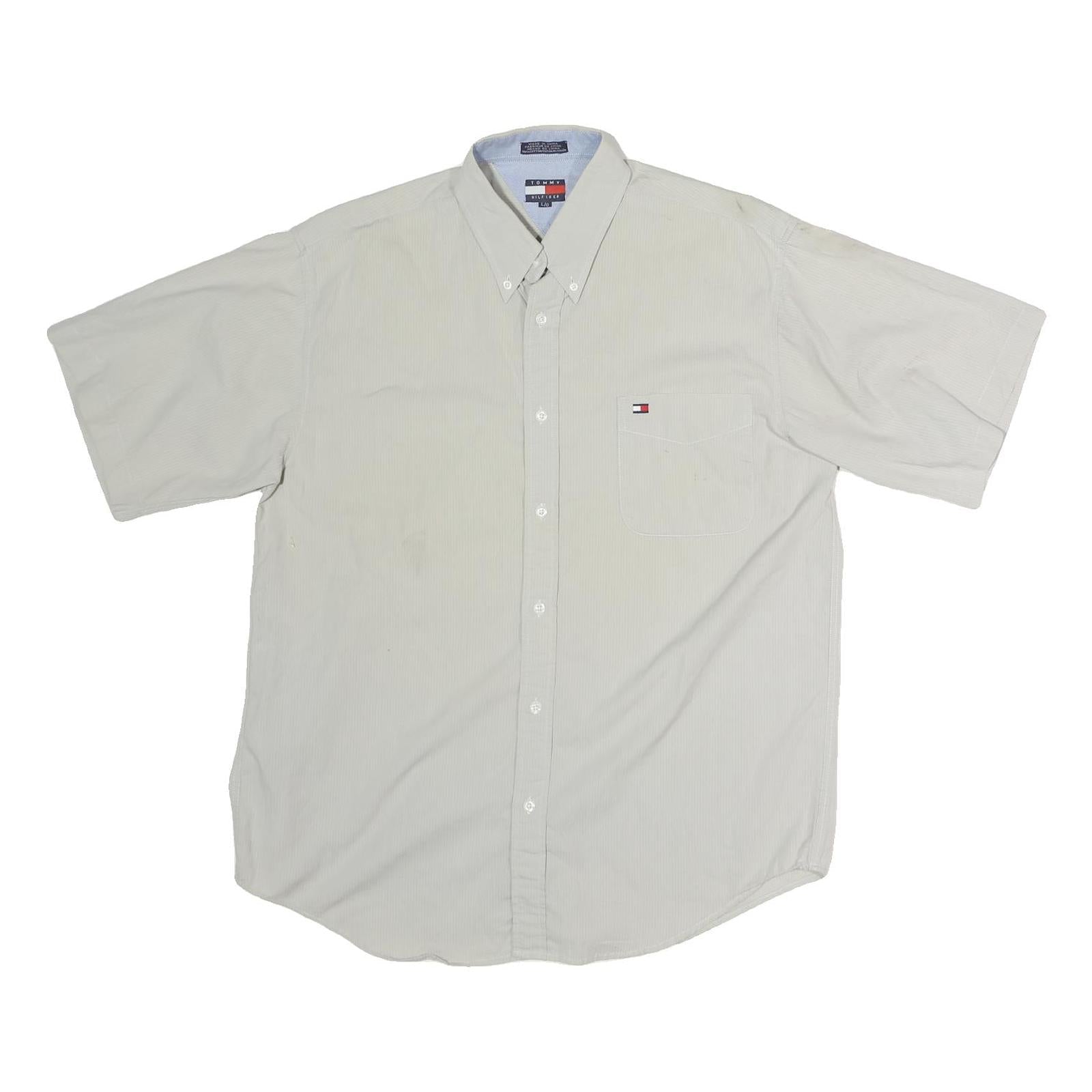 Buy TOMMY HILFIGER Mens Cream Short Sleeve Shirt L Cotton Button Down Chest Pocket Refurbished - $33.79 TOMMY HILFIGER Mens Cream Short Sleeve Shirt L Cotton Button Down Chest Pocket Refurbished - N/A refurbished available on Cerqular