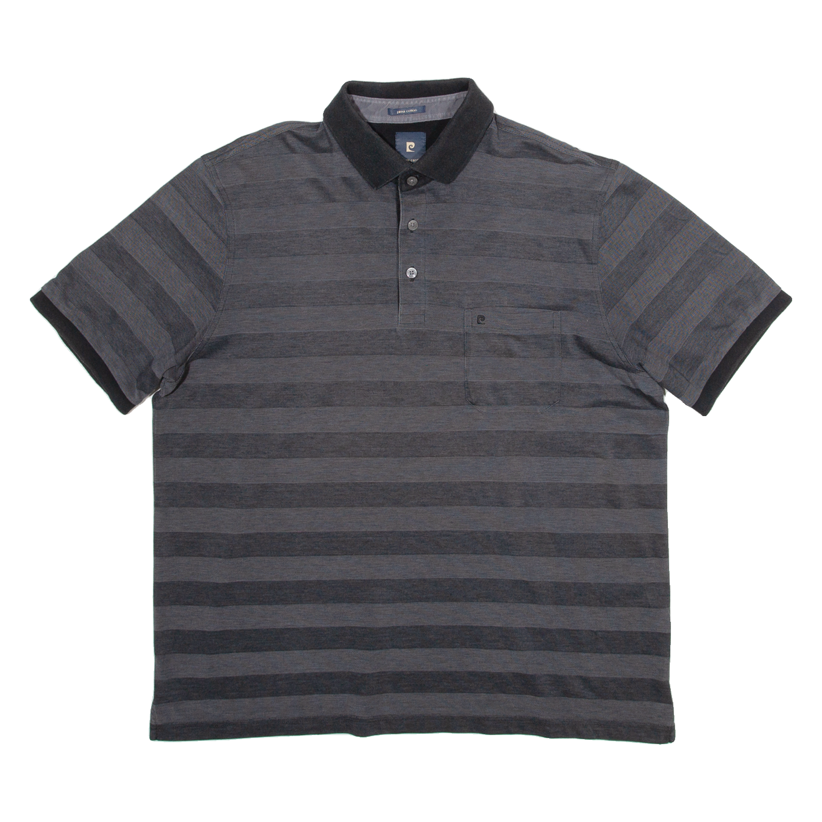 PIERRE CARDIN Pima Cotton Mens Polo Shirt Black Striped L Refurbished - N/A refurbished available on Cerqular