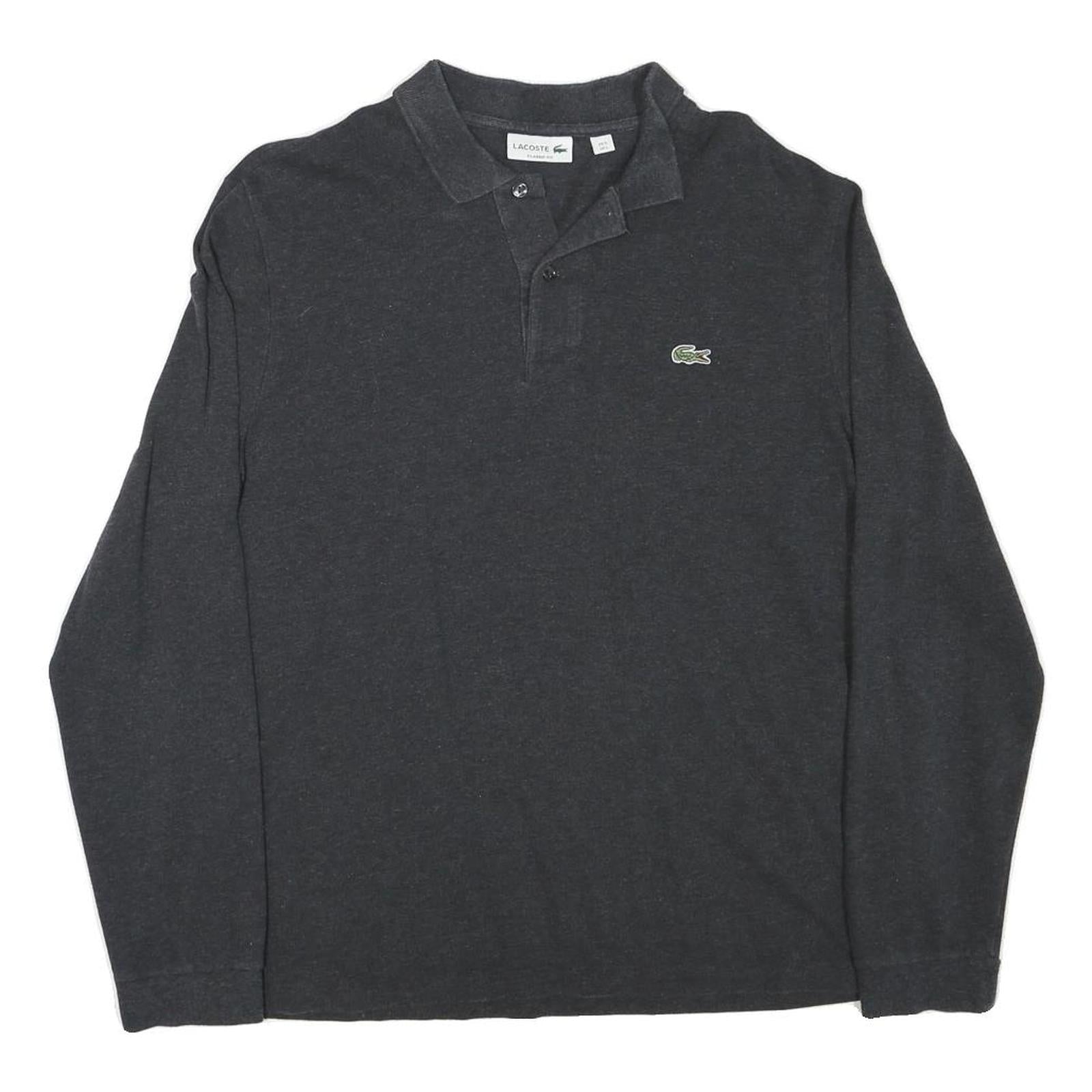 LACOSTE Mens Black Long Sleeve Plain Polo Shirt L Cotton Blend Casual Refurbished - N/A refurbished available on Cerqular