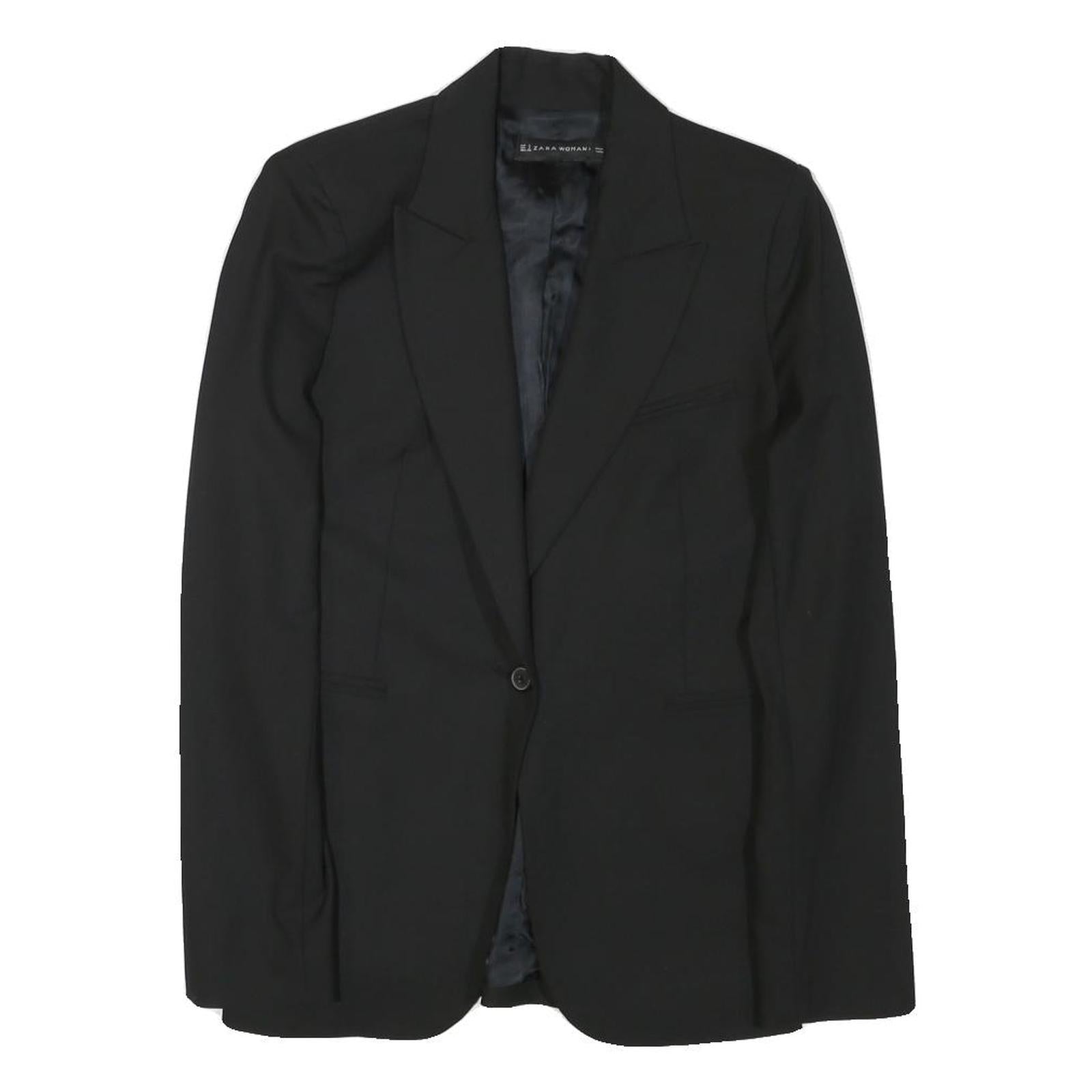 ZARA WOMAN Womens Black Tailored Jacket S Polyester Blend Button Plain Classic Refurbished - N/A refurbished available on Cerqular