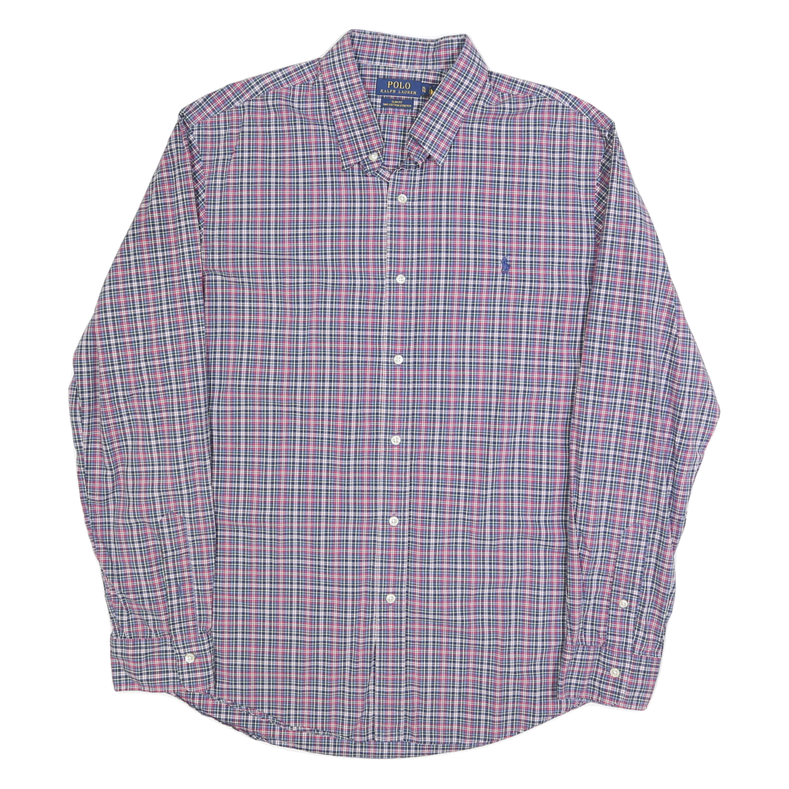 POLO RALPH LAUREN Mens Blue Red Check Shirt XL Button Down Casual Cotton Blend Refurbished - N/A refurbished available on Cerqular