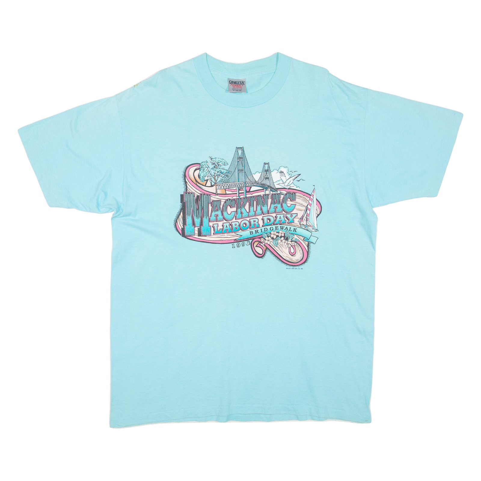 ONEITA Mackinac Labor Day Mens T-Shirt Blue XL Refurbished - N/A refurbished available on Cerqular