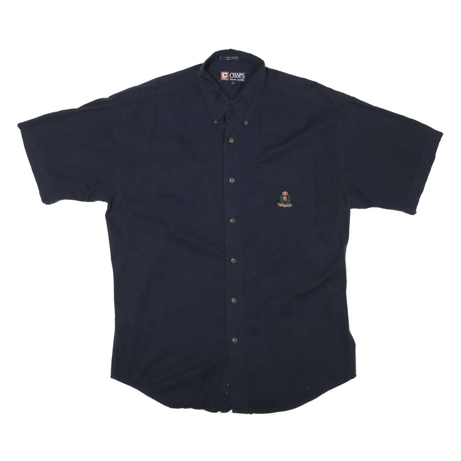 CHAPS RALPH LAUREN Mens Navy Blue Cotton Blend Shirt M Button Down Embroidered Refurbished - N/A refurbished available on Cerqular
