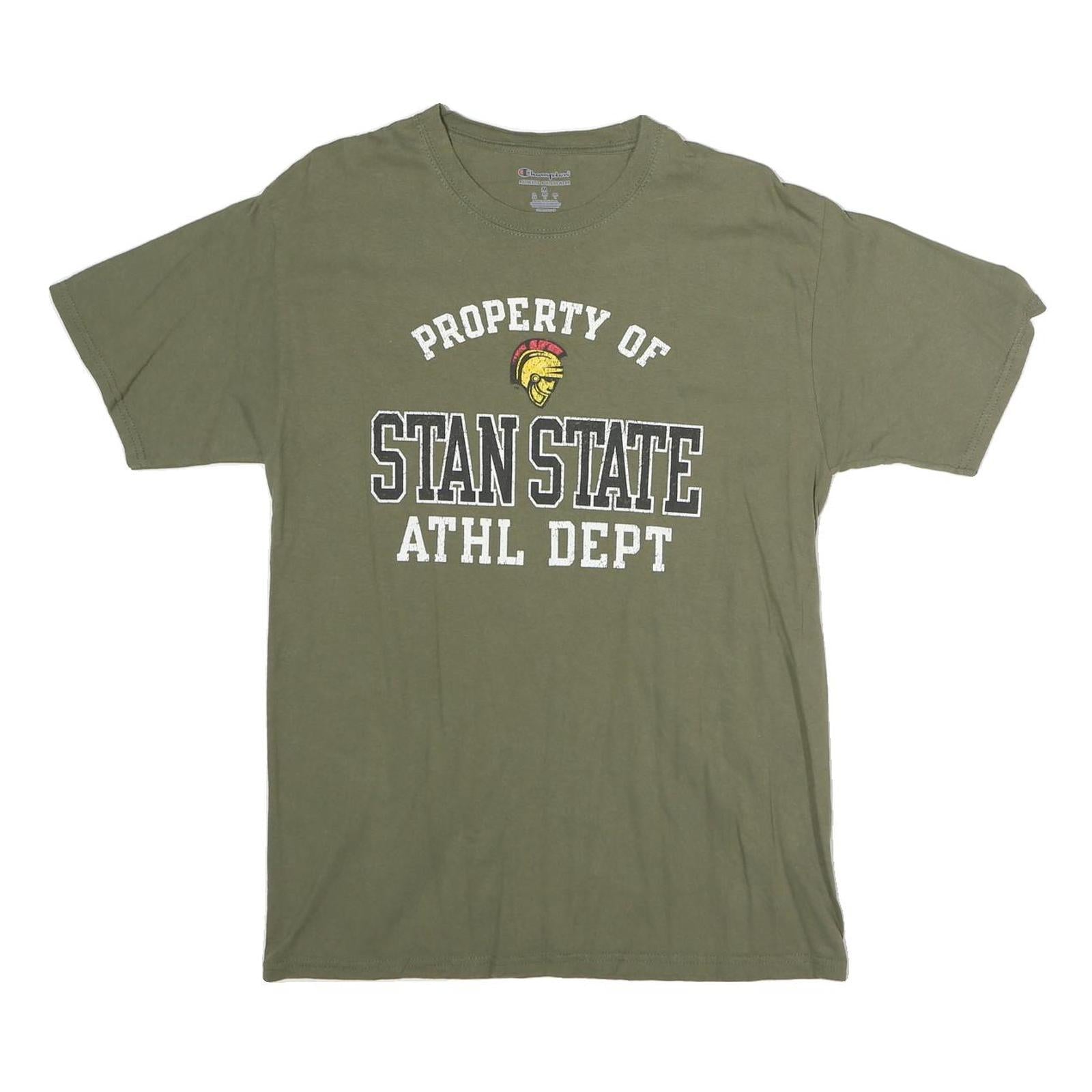 CHAMPION Mens Green Property Of Stan State Graphic T-Shirt M Crew Neck Short Refurbished - N/A refurbished available on Cerqular