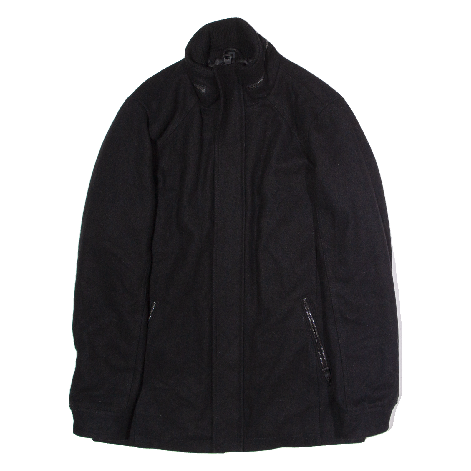 GUESS Mens Overcoat Coat Black Wool S Refurbished - N/A refurbished available on Cerqular