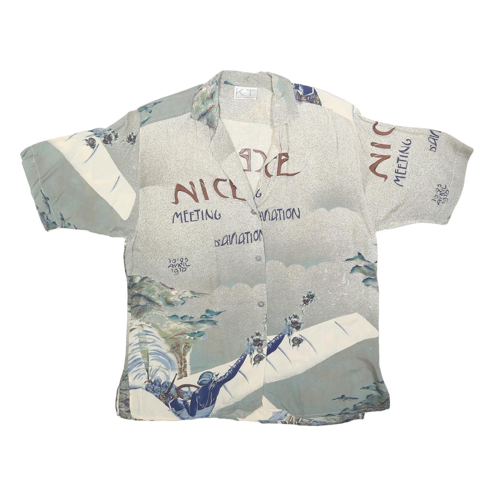 KT Womens Grey Printed Shirt Short Sleeve Collared UK 12 Aviation Themed Refurbished - N/A refurbished available on Cerqular