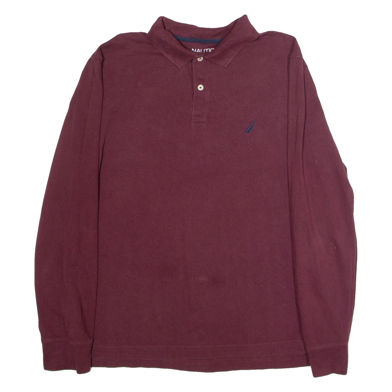 NAUTICA Mens Polo Shirt Maroon Long Sleeve L Refurbished - N/A refurbished available on Cerqular