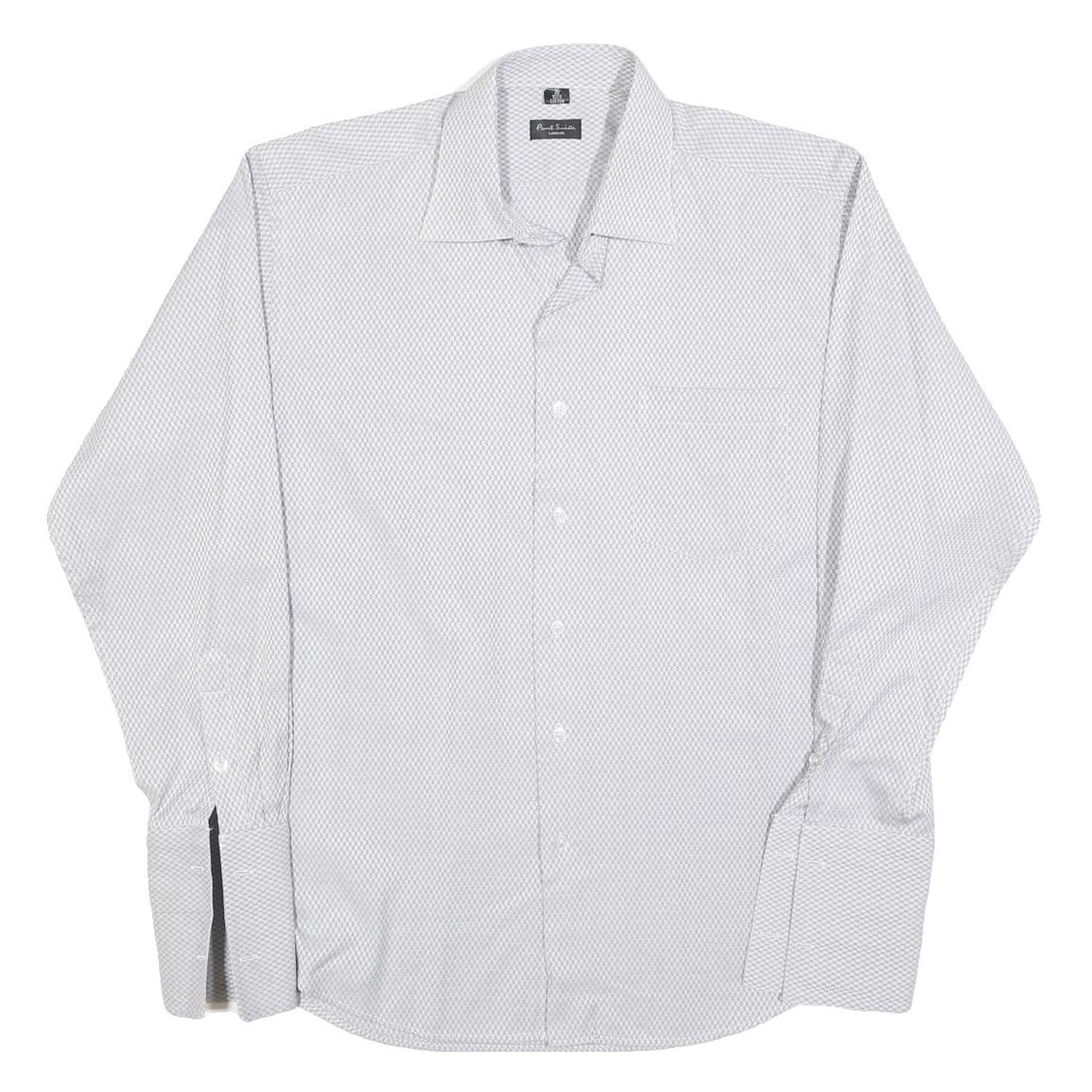 PAUL SMITH Mens White Patterned Cotton Blend Shirt M Formal Long Sleeve Button Refurbished - N/A refurbished available on Cerqular