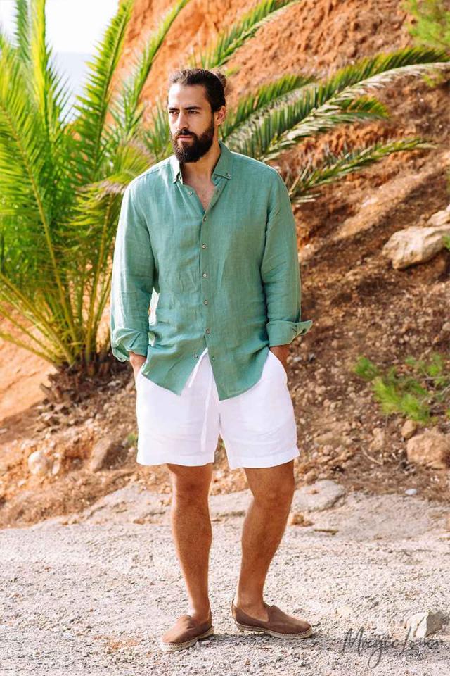 Buy Men's linen shirt Nevada - Matcha green | Size: XXL Refurbished - $101.40 Men's linen shirt Nevada - Matcha green | Size: XXL Refurbished - N/A (Note: This brand may not be well-known globally refurbished available on Cerqular