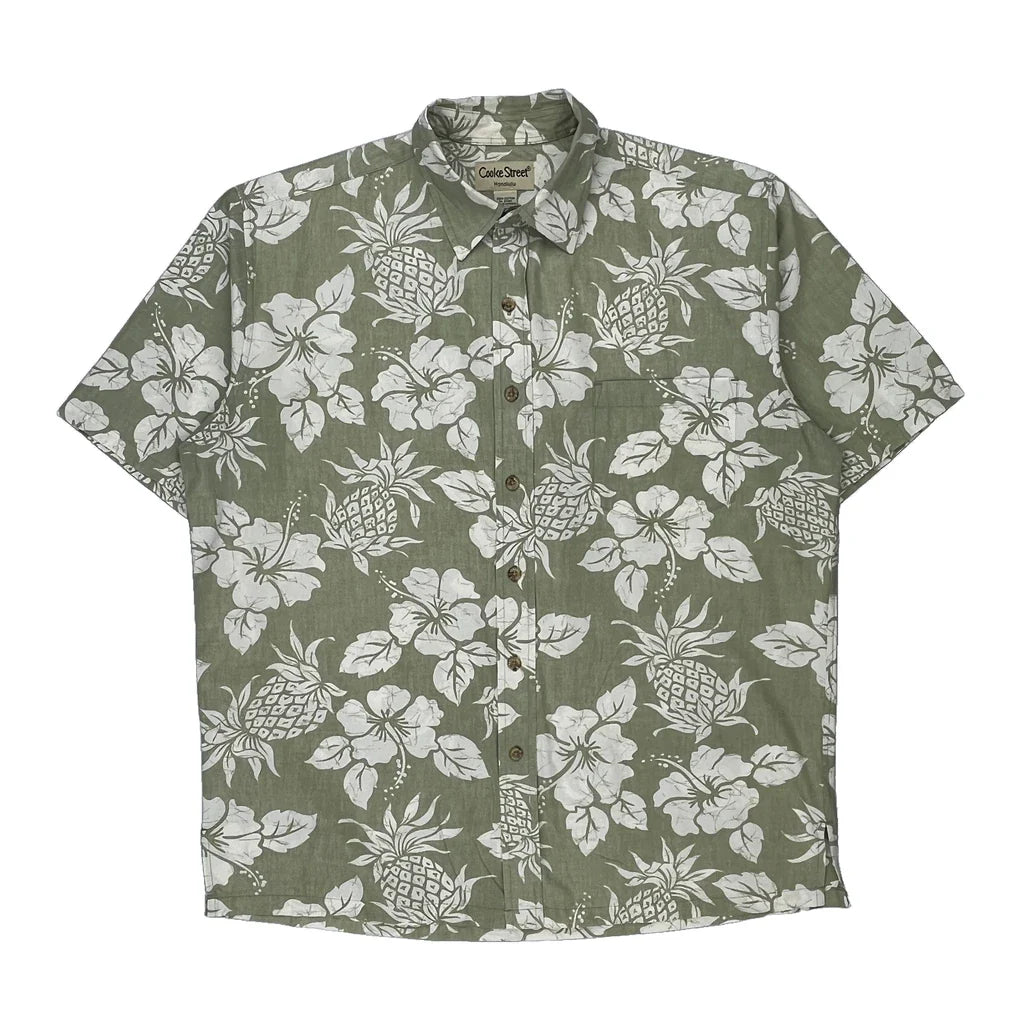 Buy Cooke Street Floral Hawaiian Shirt - Large Khaki Cotton Refurbished - $18.41 Cooke Street Floral Hawaiian Shirt - Large Khaki Cotton Refurbished - Thrifted (note: this is a term often used to describe second- refurbished available on Cerqular