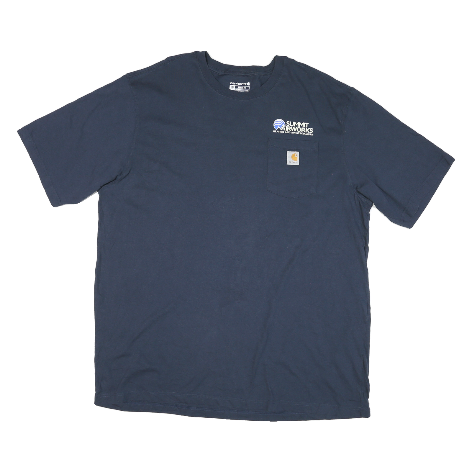 CARHARTT Mens Navy Blue Graphic T-Shirt 2XL Short Sleeve Crew Neck Pocket Refurbished - N/A refurbished available on Cerqular