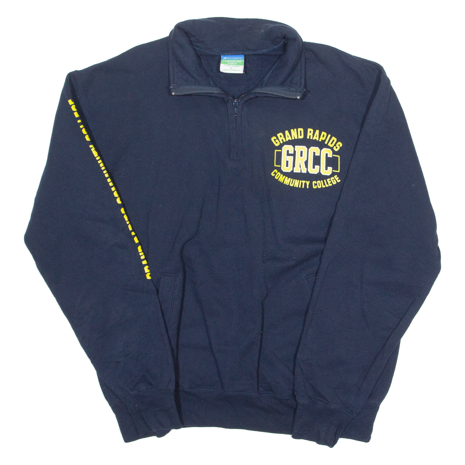 CHAMPION ECO Fleece Grand Rapids College Mens Sweatshirt Blue 1/4 Zip USA L Refurbished - N/A refurbished available on Cerqular
