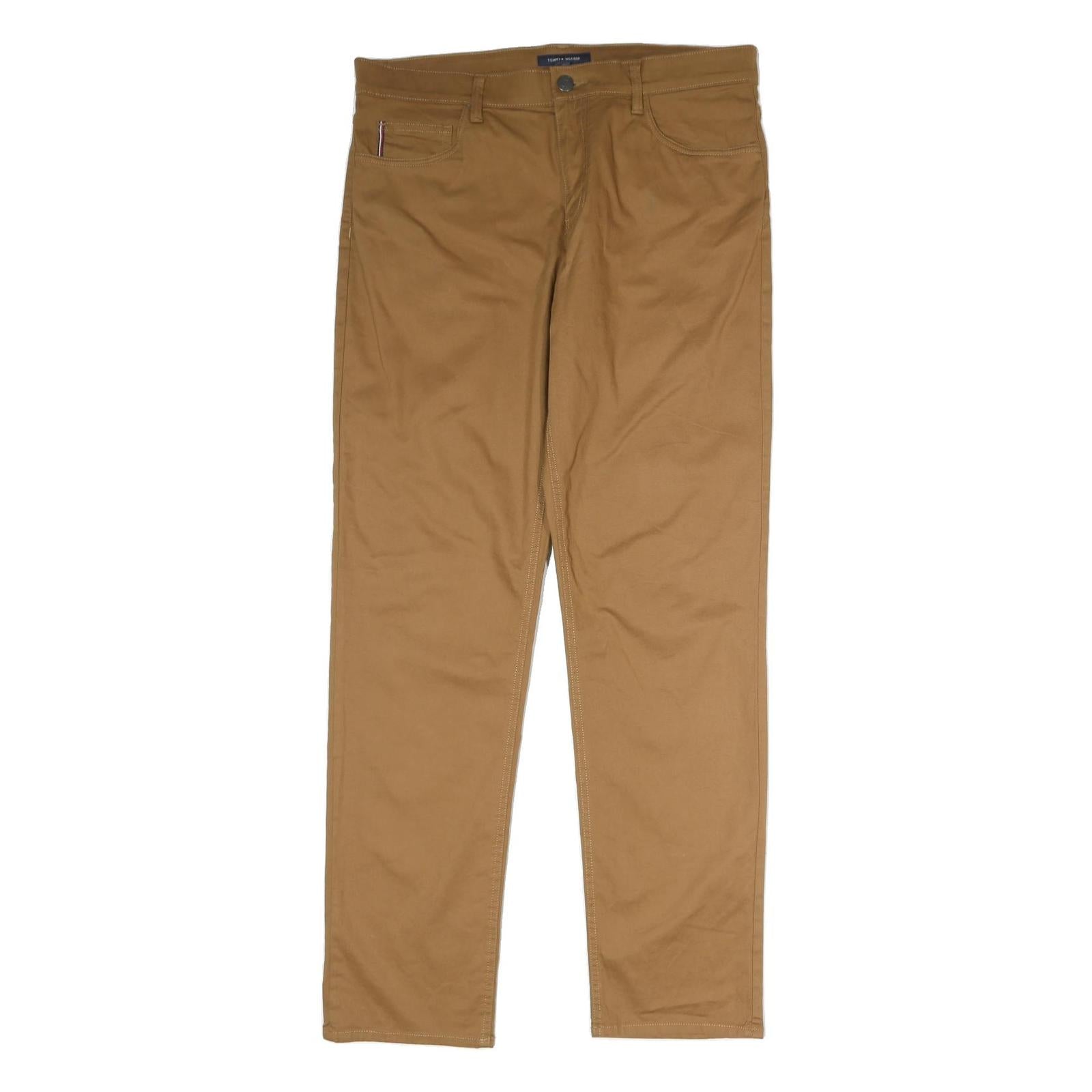 TOMMY HILFIGER Mens Cotton Brown Regular Straight Trousers W34 L32 Classic Fit Refurbished - N/A refurbished available on Cerqular