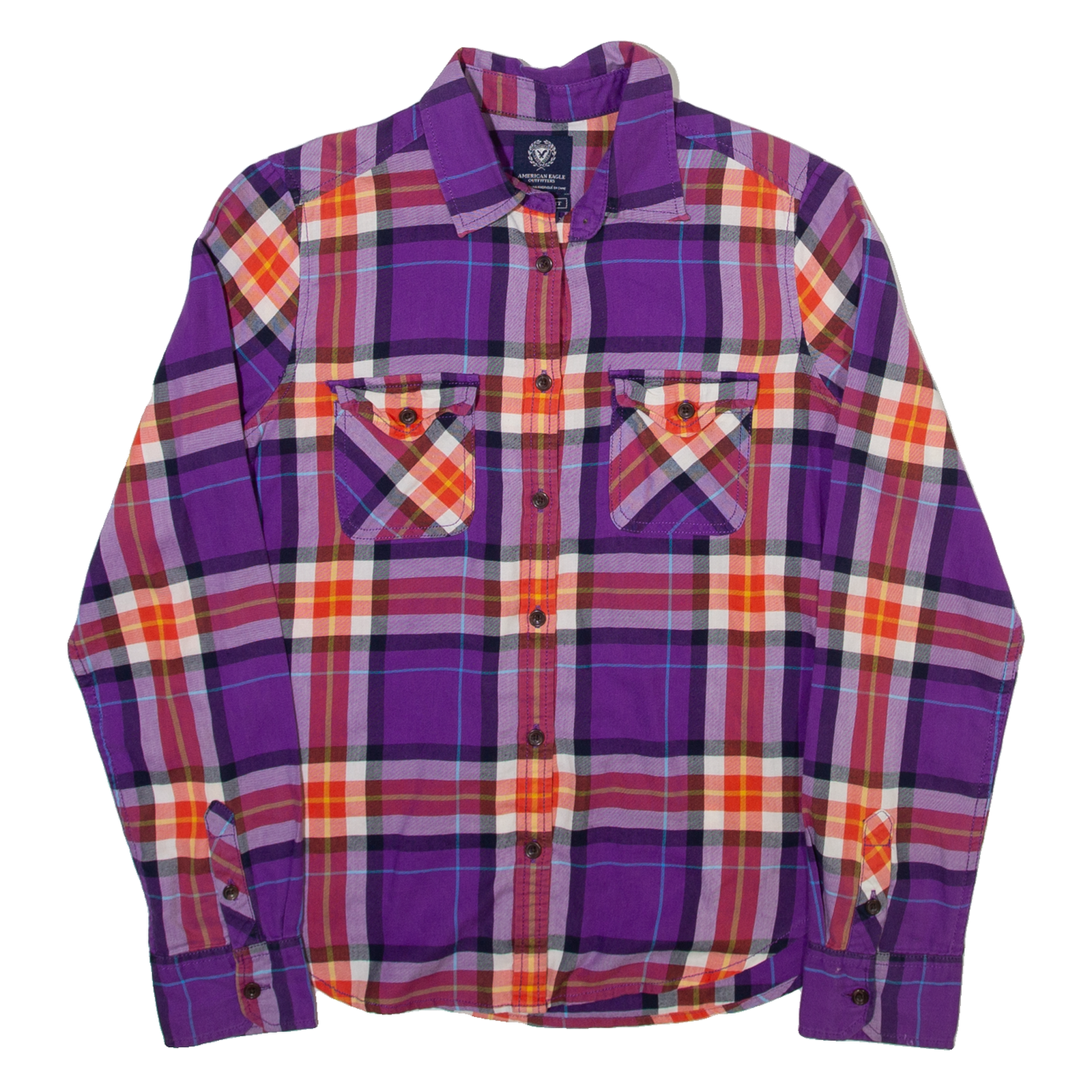 AMERICAN EAGLE Womens Flannel Shirt Purple Check Long Sleeve S Refurbished - N/A refurbished available on Cerqular