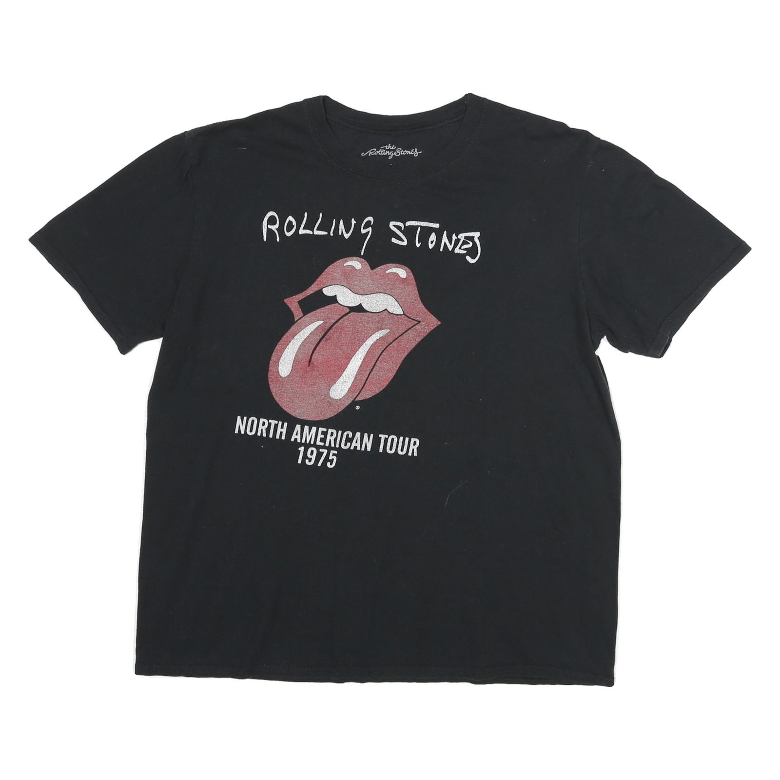 ROLLING STONES Mens Black North American Tour 1975 Graphic T-Shirt L Short Refurbished - N/A refurbished available on Cerqular