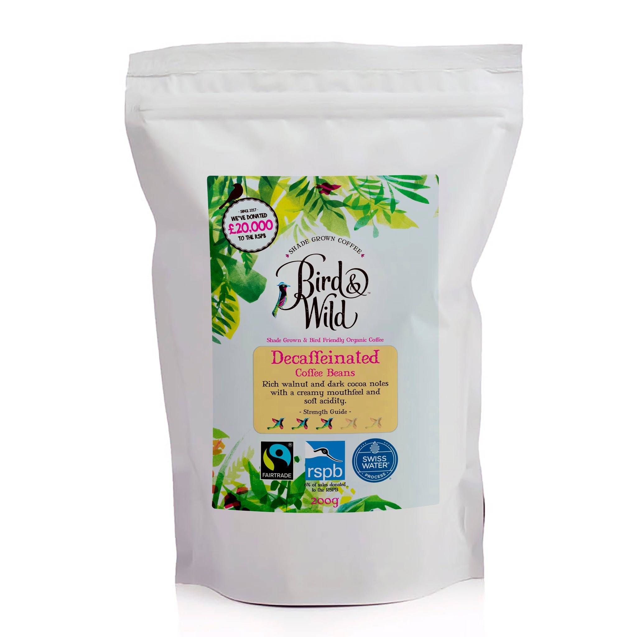 Swiss Water Decaf Organic Coffee, Beans & Ground - 1kg, 200g | Size: 1Kg | Grind: Whole Bean Refurbished - Bird & Wild Coffee refurbished available on Cerqular