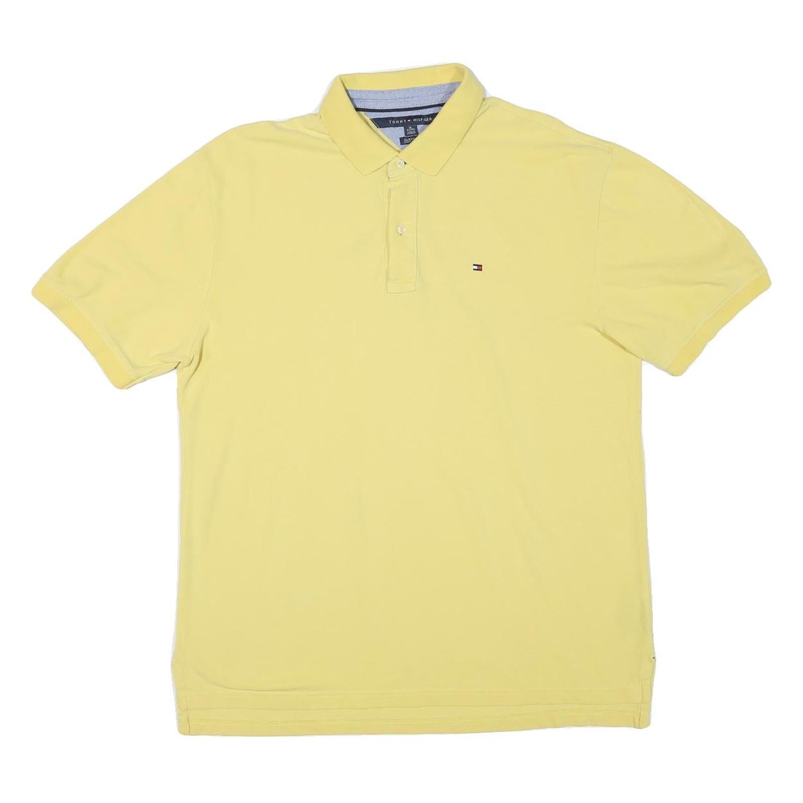 TOMMY HILFIGER Mens Yellow Short Sleeve Plain Polo Shirt XL Cotton Blend Classic Refurbished - N/A refurbished available on Cerqular